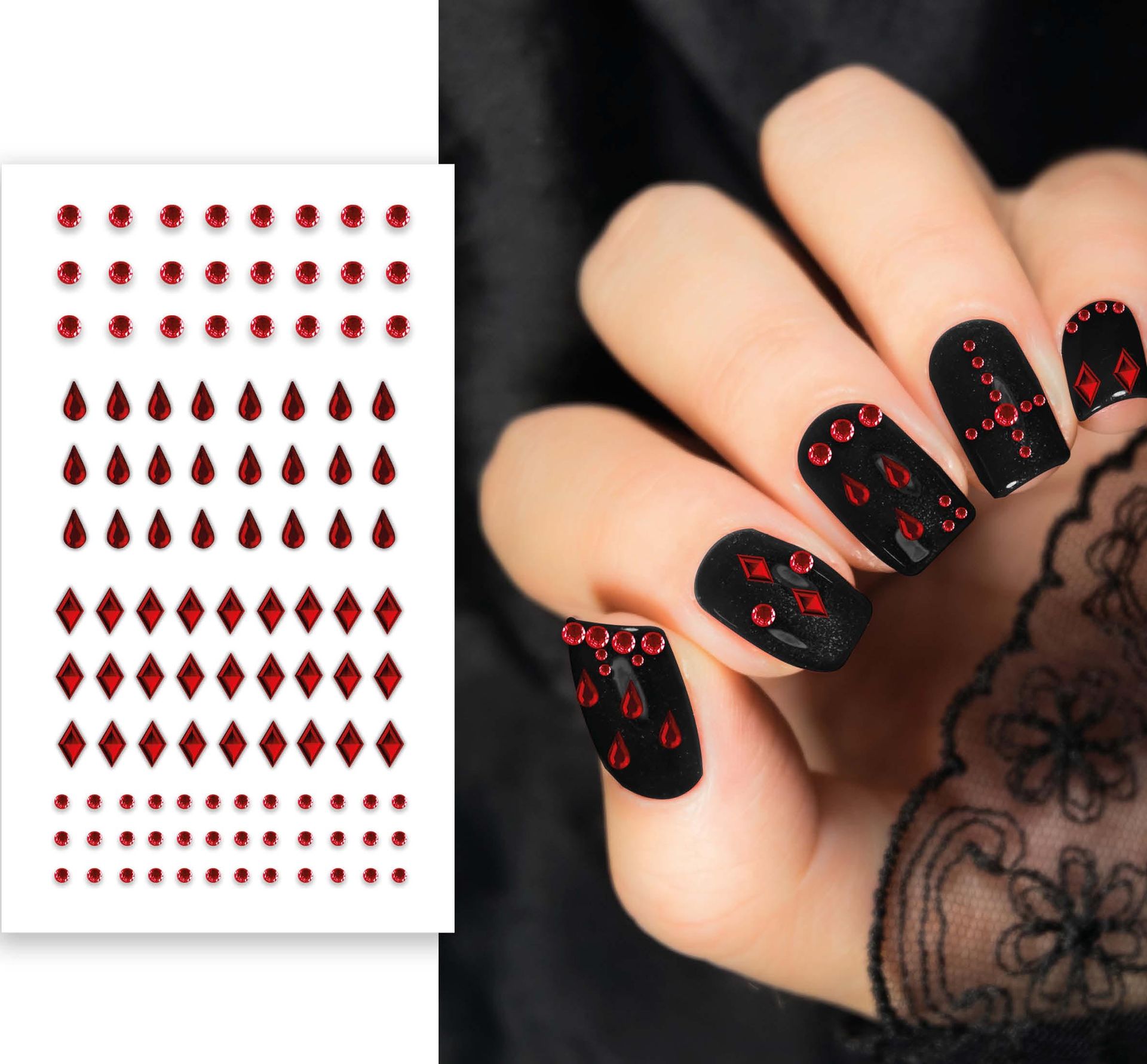 Rode nagelstickers diamond