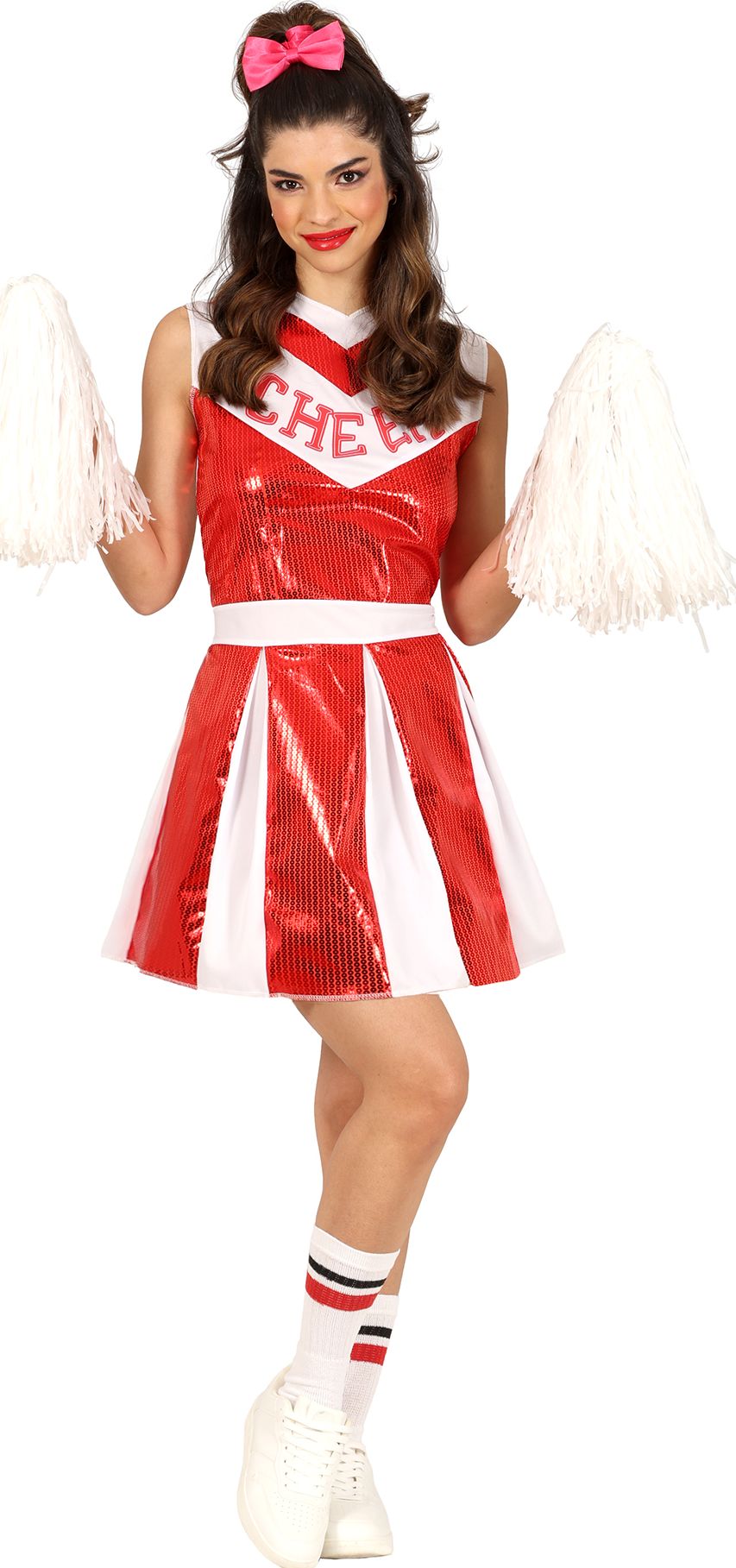 Rode Pailletten Cheerleader Outfit