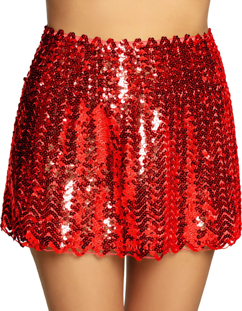 Rode Pailletten Disco Mini Rok Dames