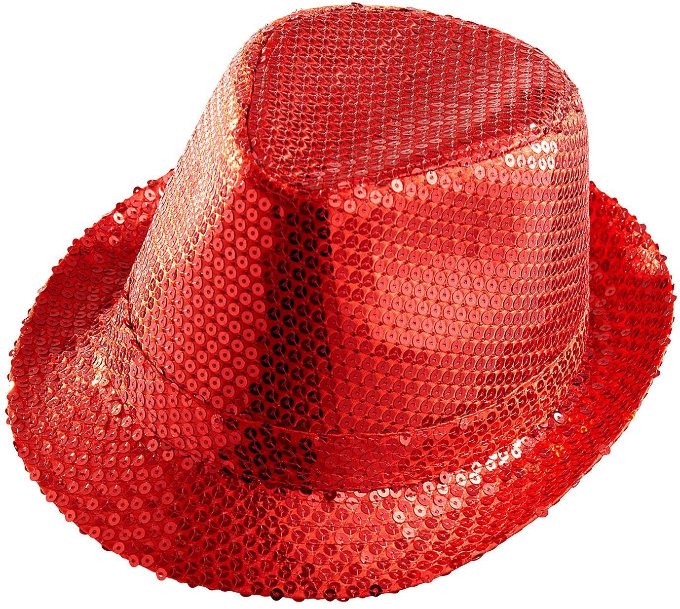 Rode pailletten hoed