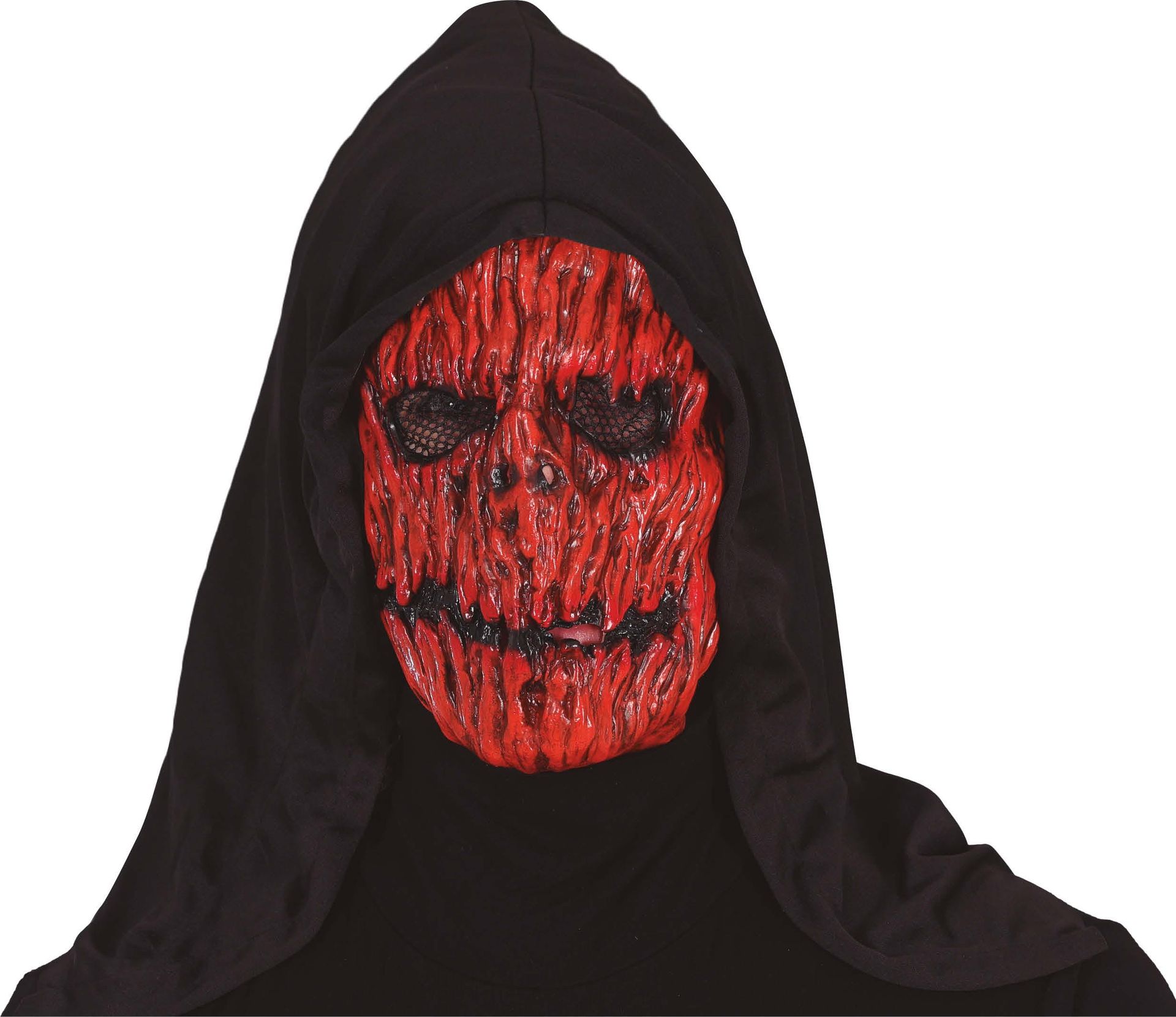 Rode pompoen masker met kap halloween