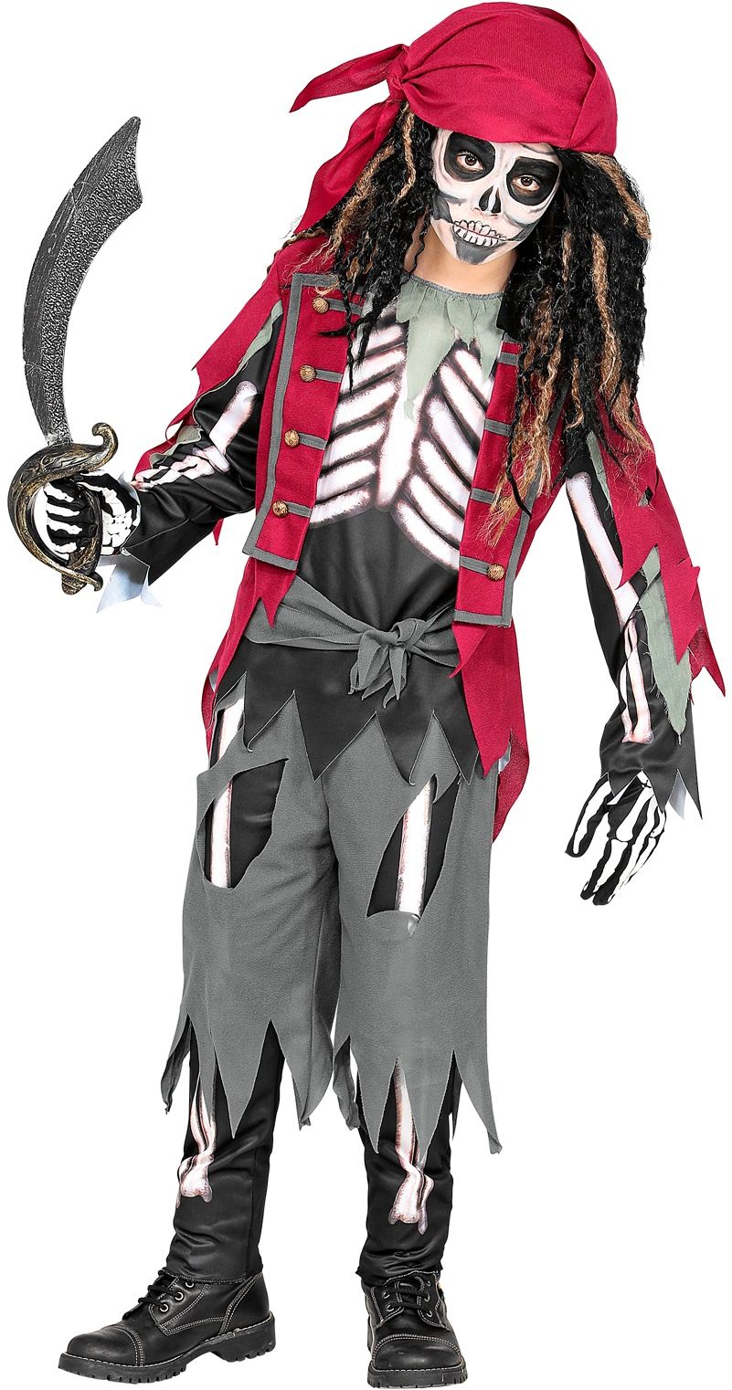 Rode skelet piraat outfit jongens