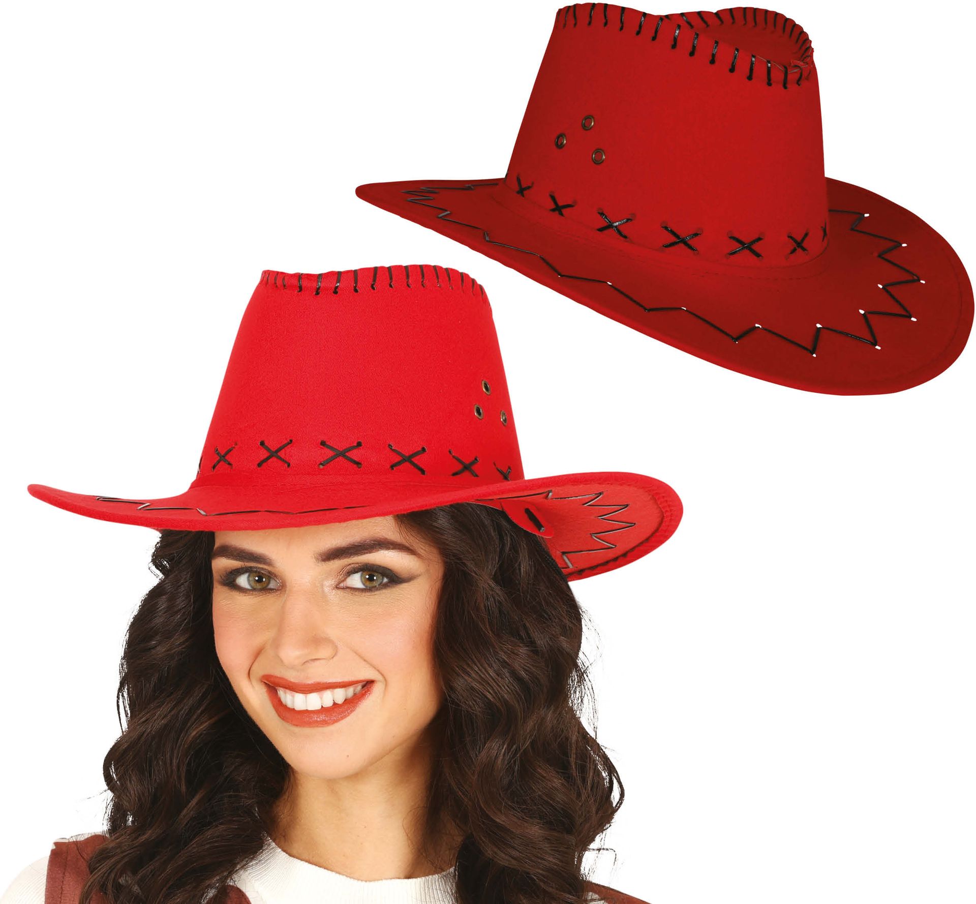 Rode Suède Cowboyhoed Dames