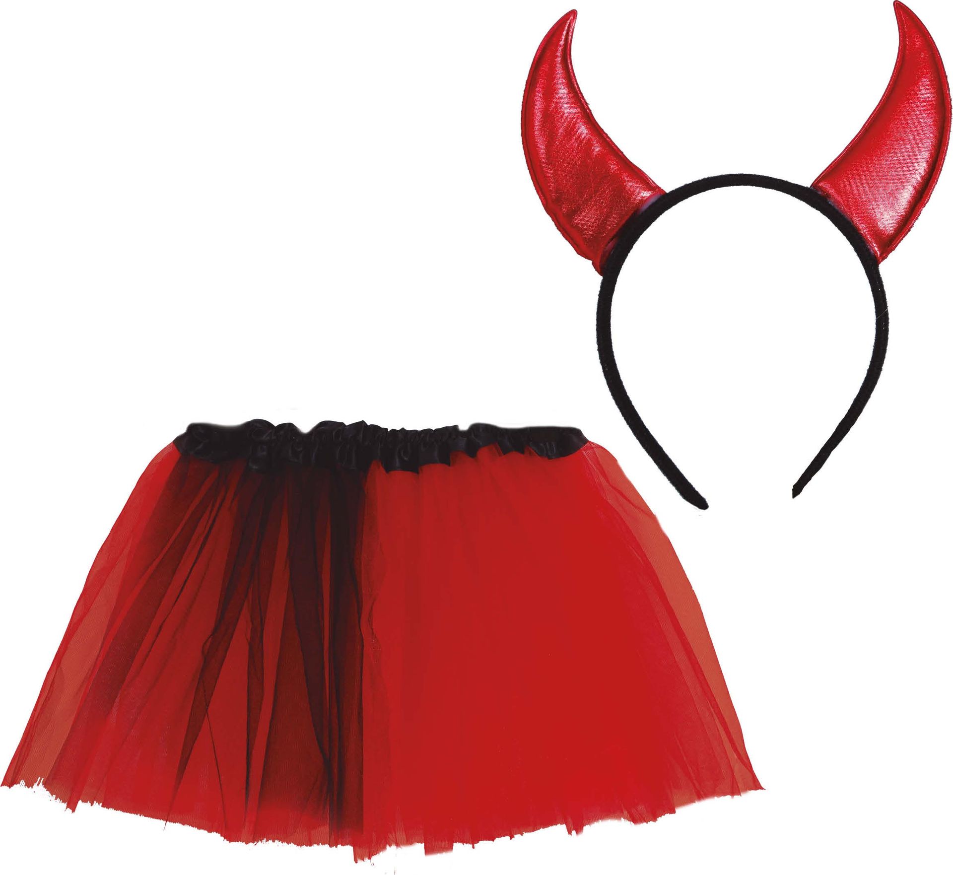 Rode tutu met duivel haarband kind 30 cm halloween