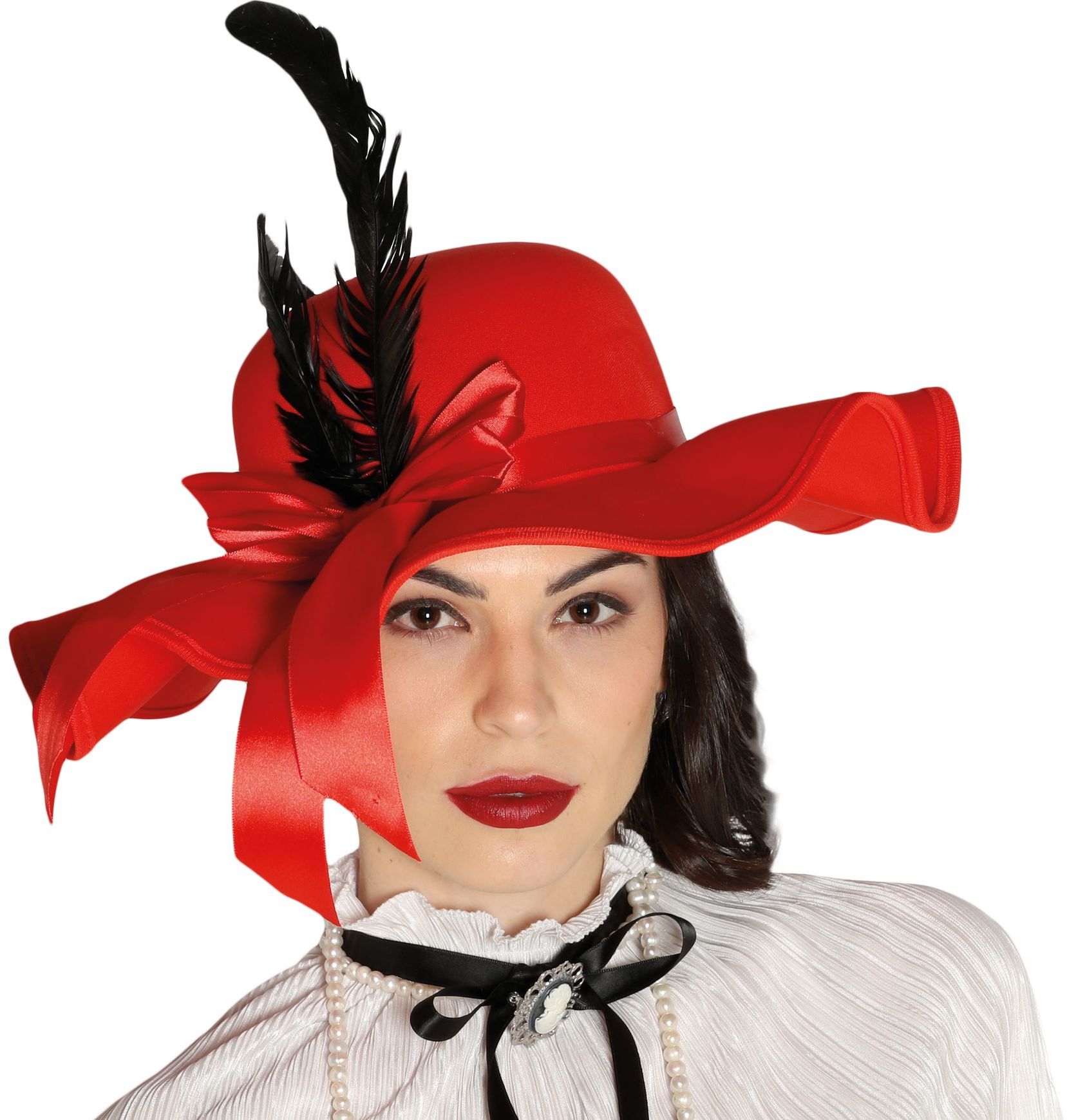 Rode victoriaanse hoed vrouwen