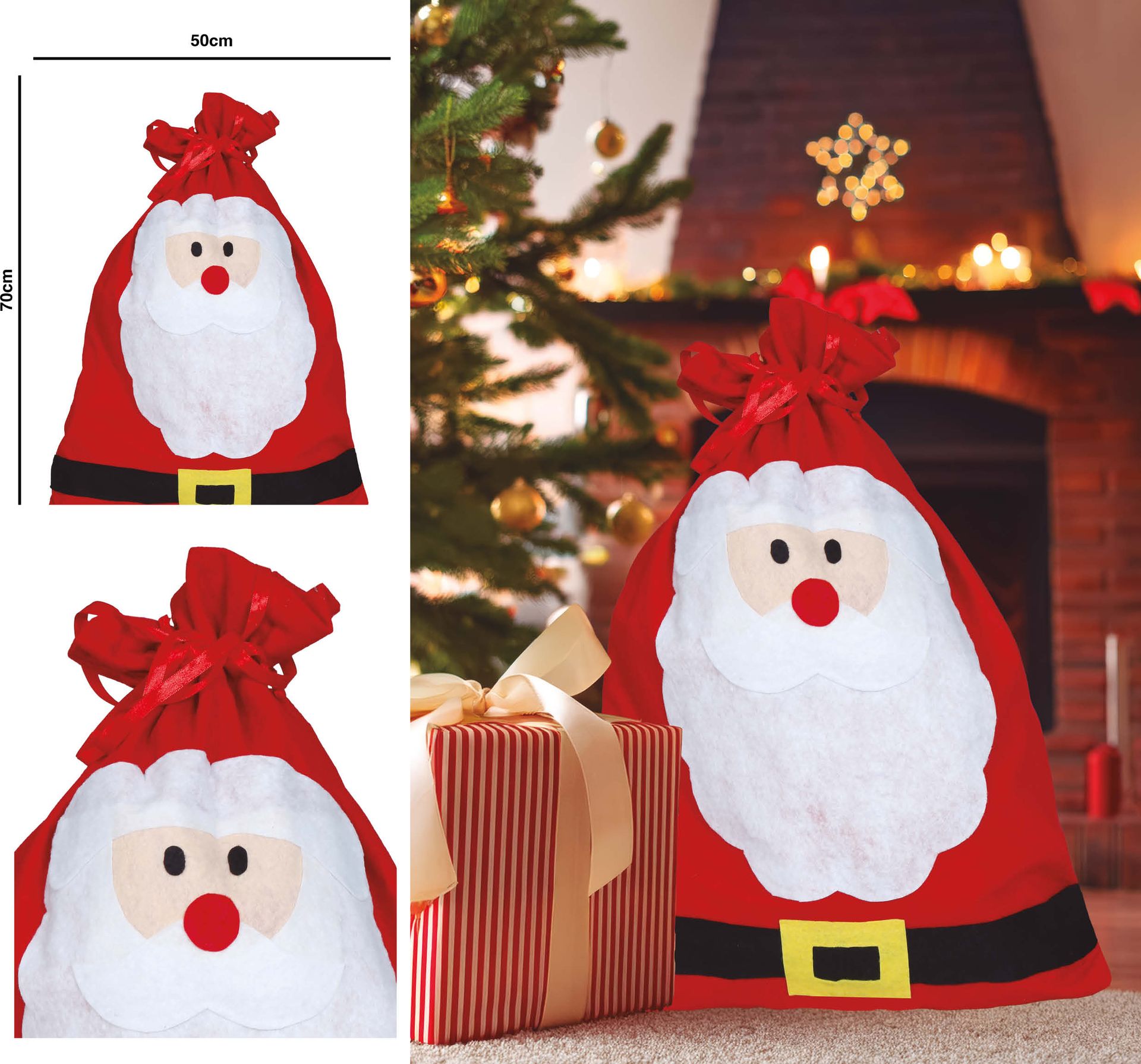 Rode vrolijke kerstman cadeauzak