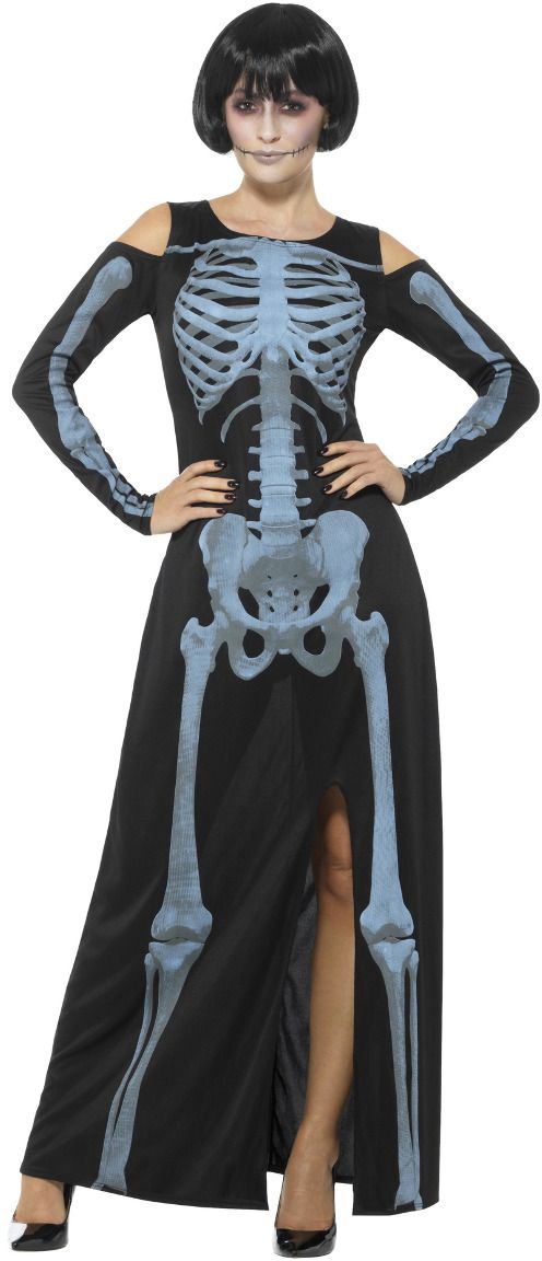 Rontgen skeletten jurk zwart