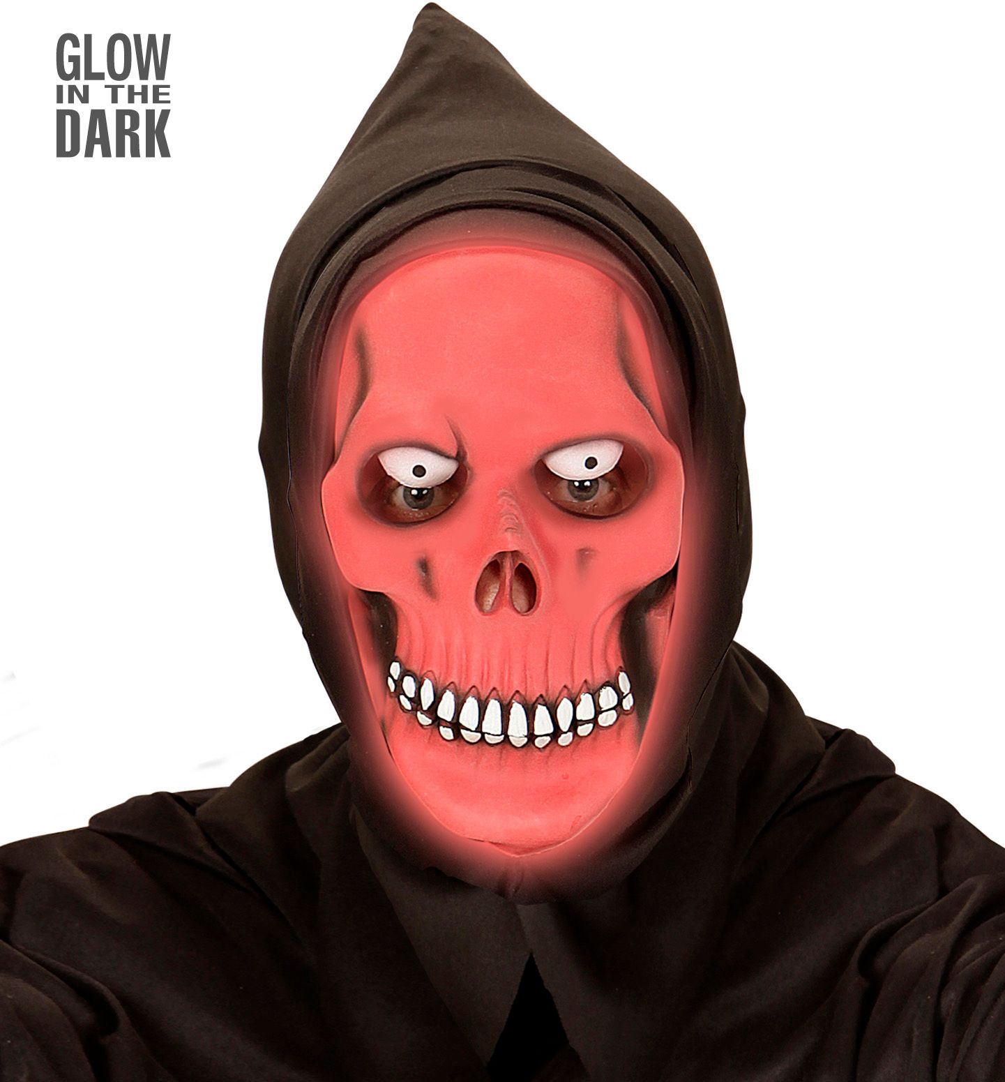 Rood glow in the dark grim reaper masker