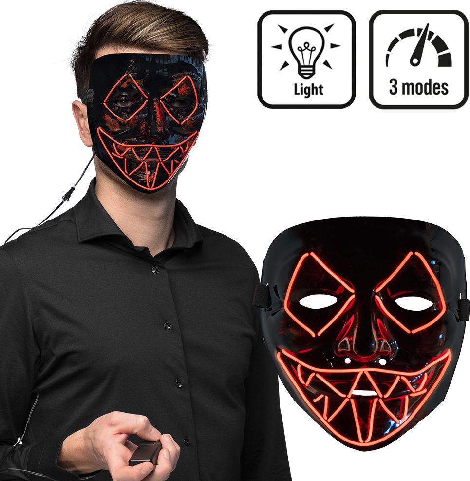 Rood LED Horror Masker met Killer Smile halloween