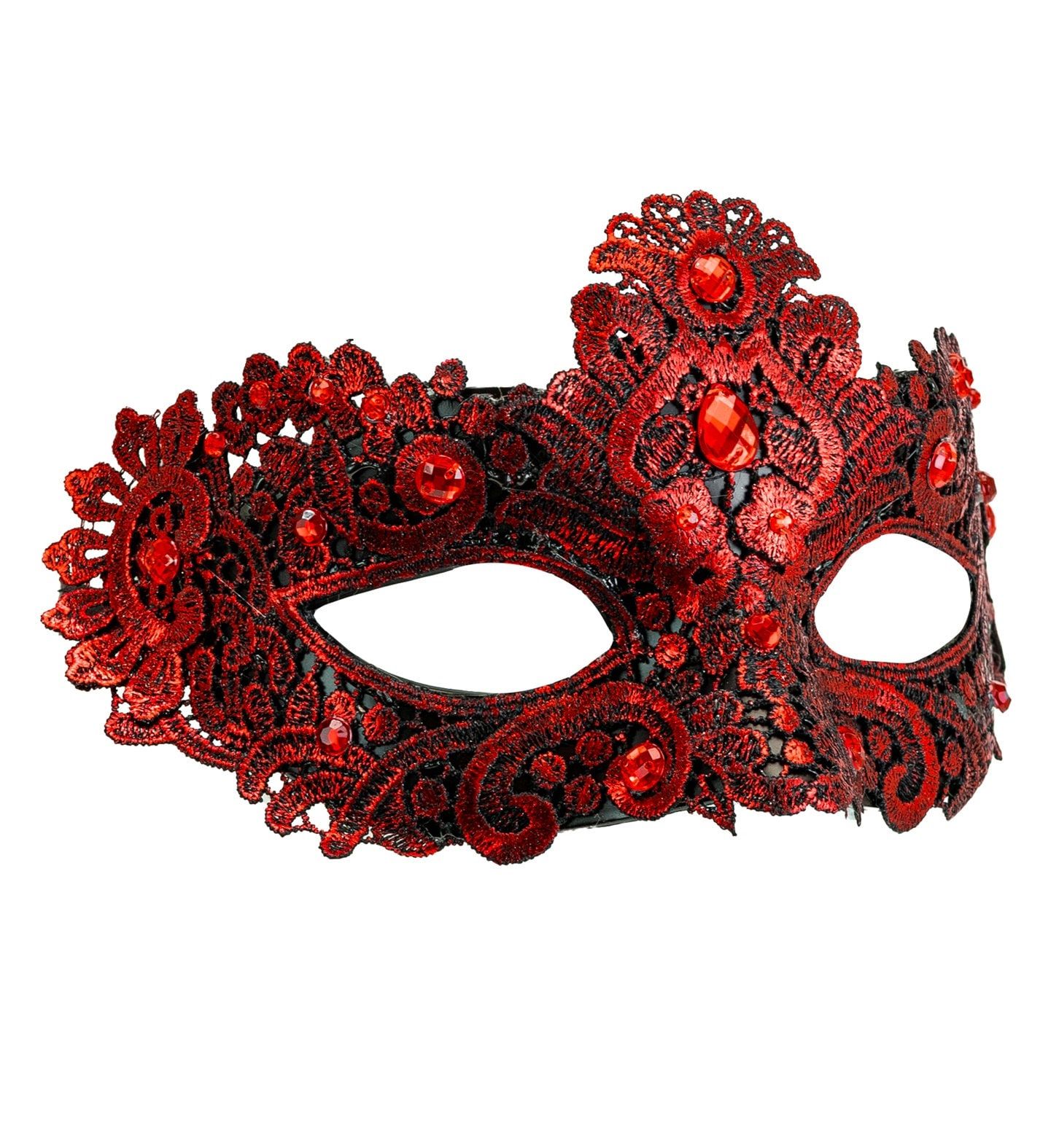 Rood Masquerade Oogmasker met Stenen