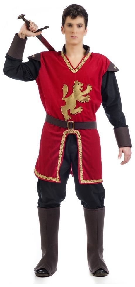 Rood middeleeuws ridder pak