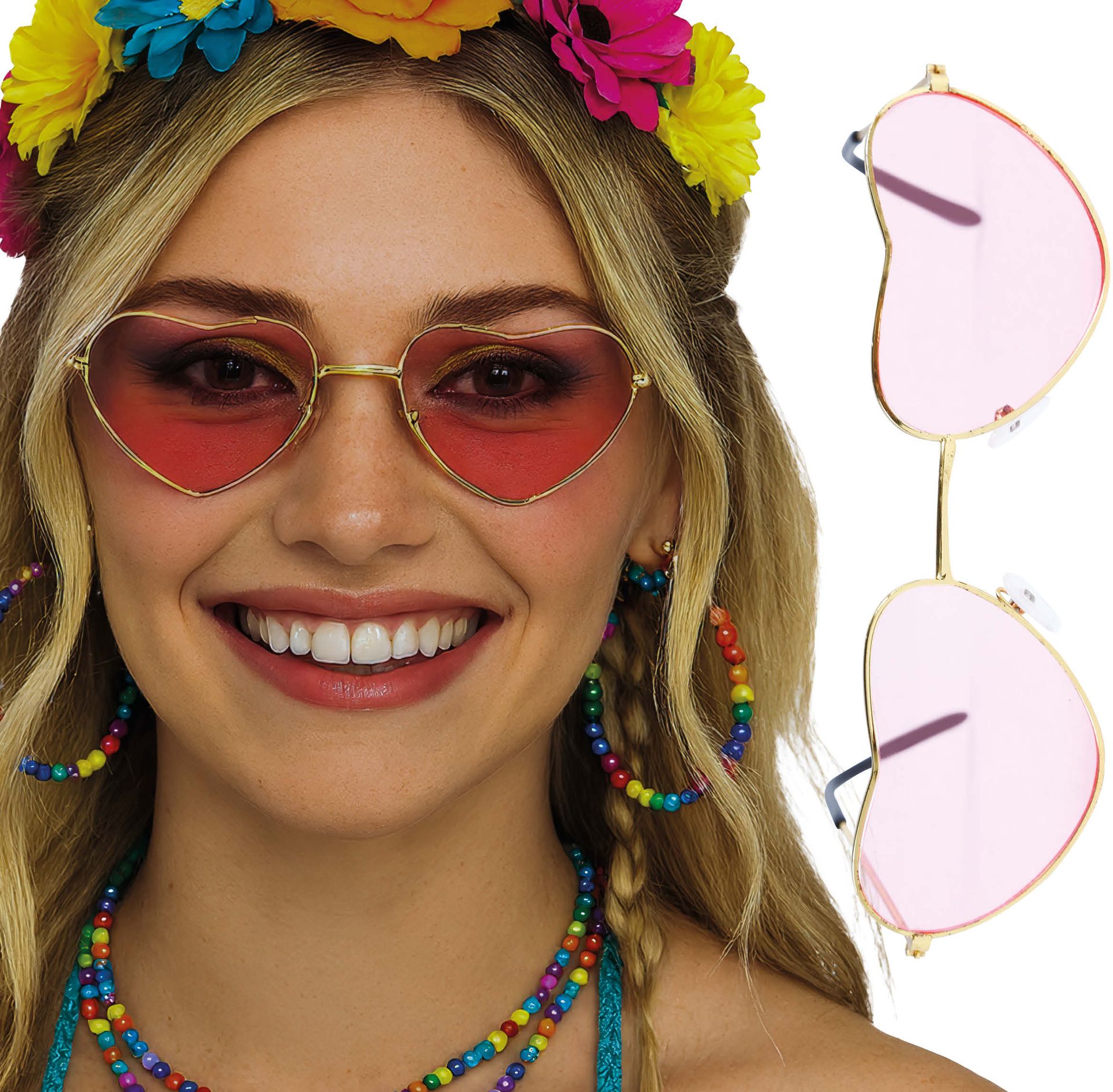 Rood Roze Hartjes Hippiebril