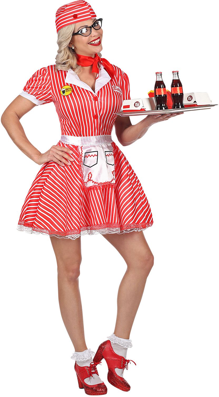 Rood serveerster outfit vrouwen