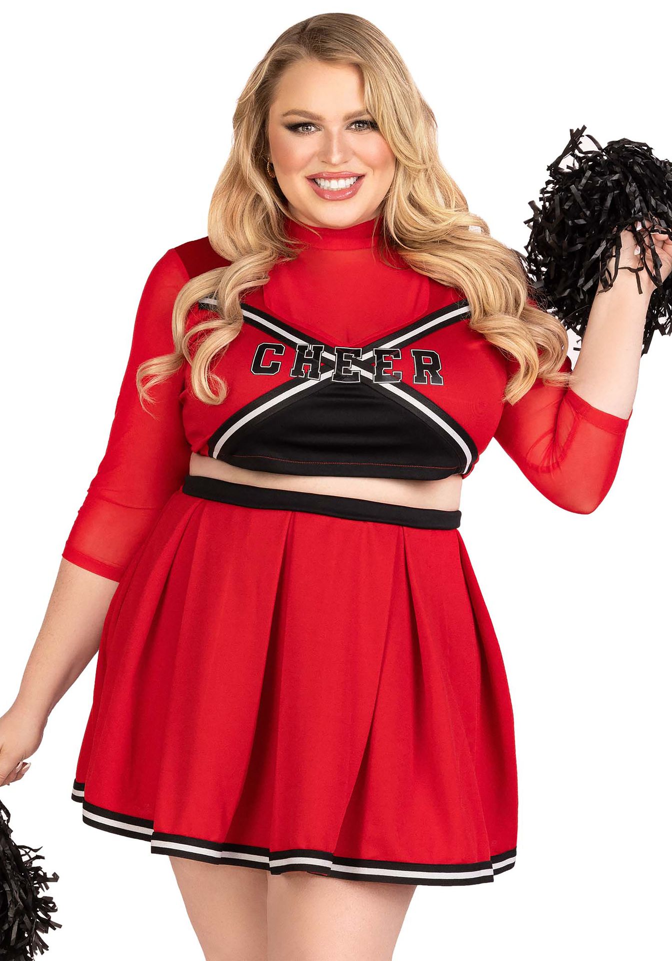 Rood varsity cheerleader kostuum plus size