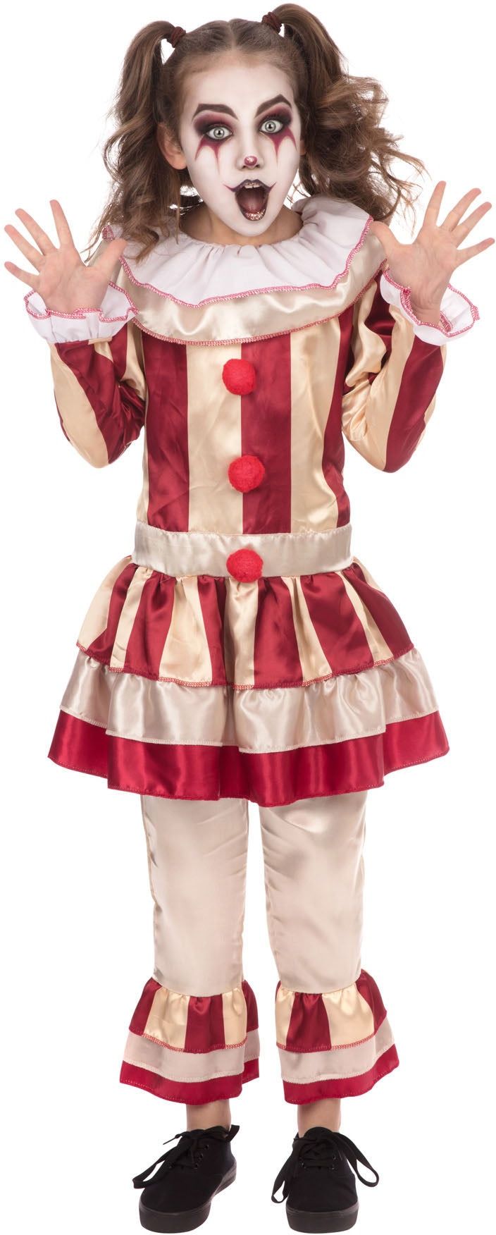 Rood Wit Gestreepte Clown Outfit Meisjes