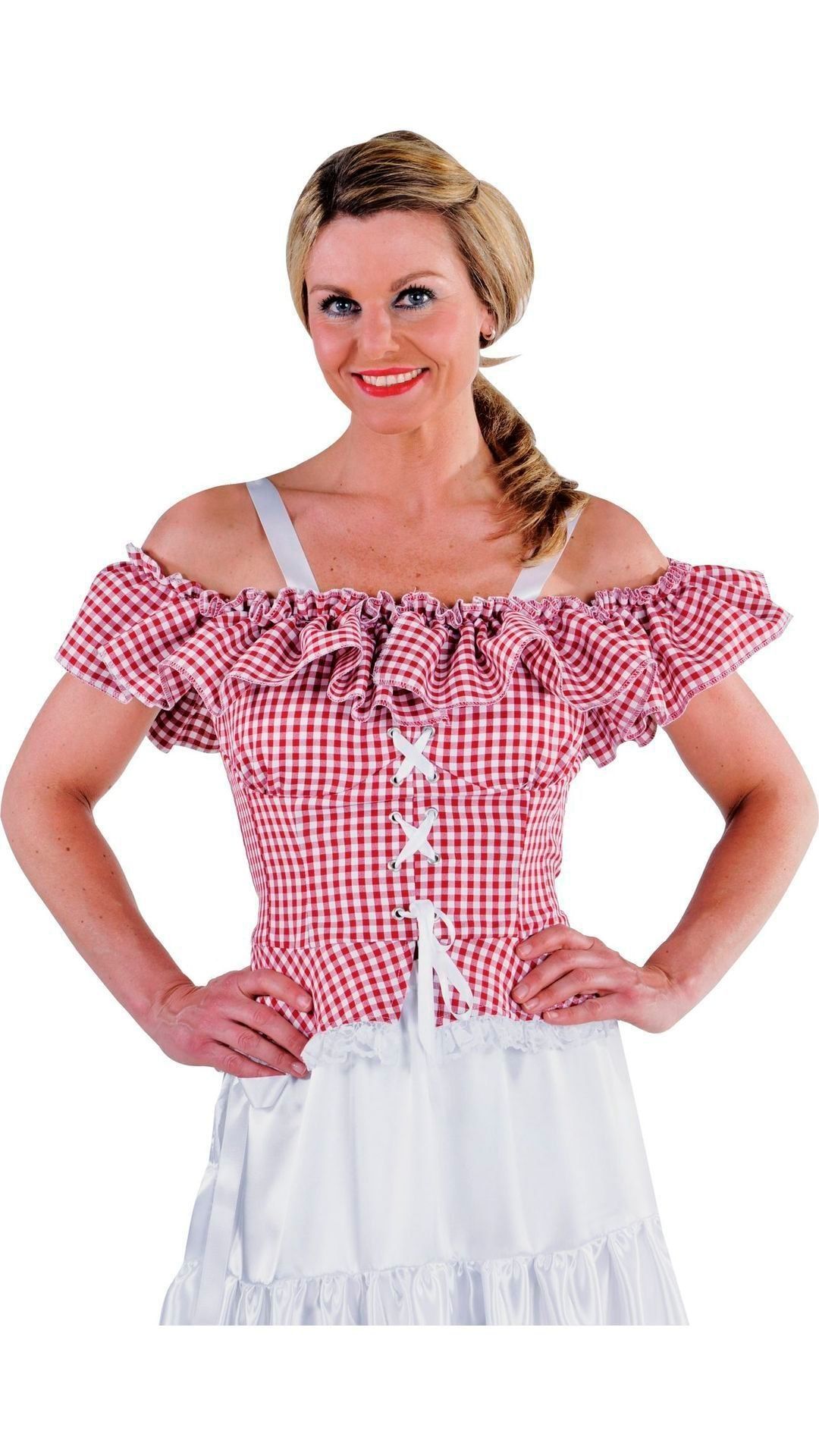 Rood-witte carmen blouse vrouwen