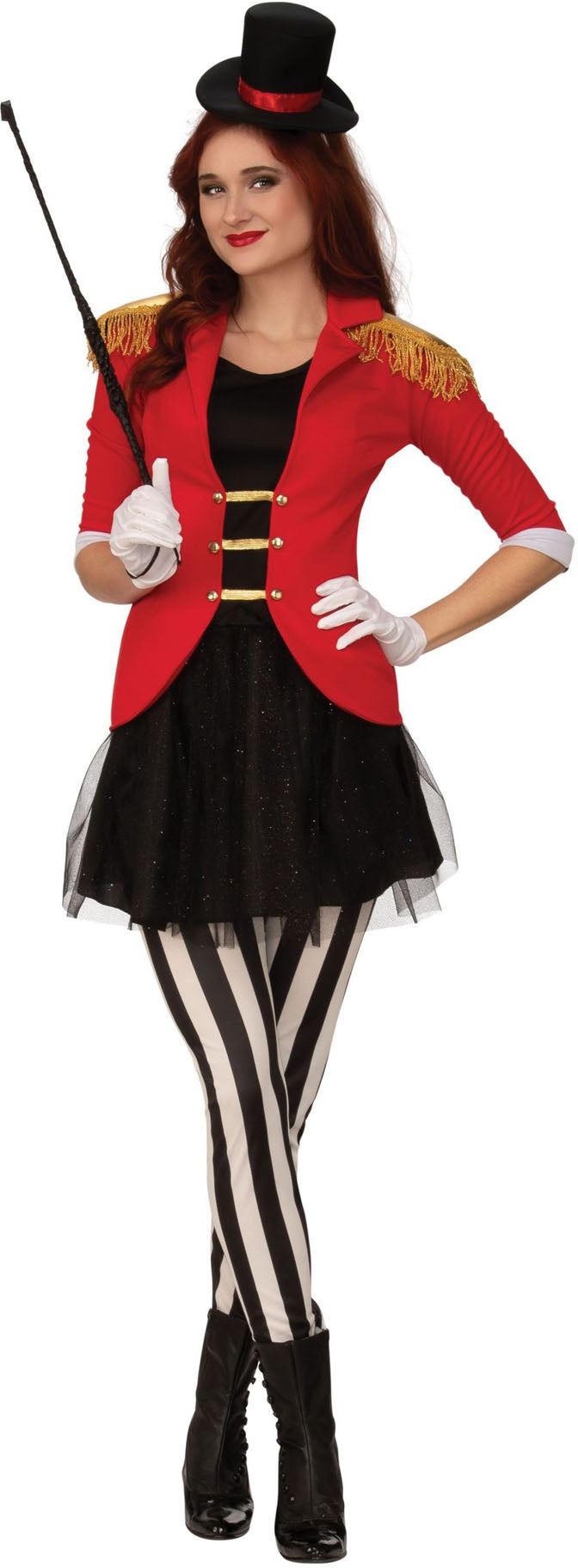 Rood Zwarte Circus Ringmeester Outfit Dames