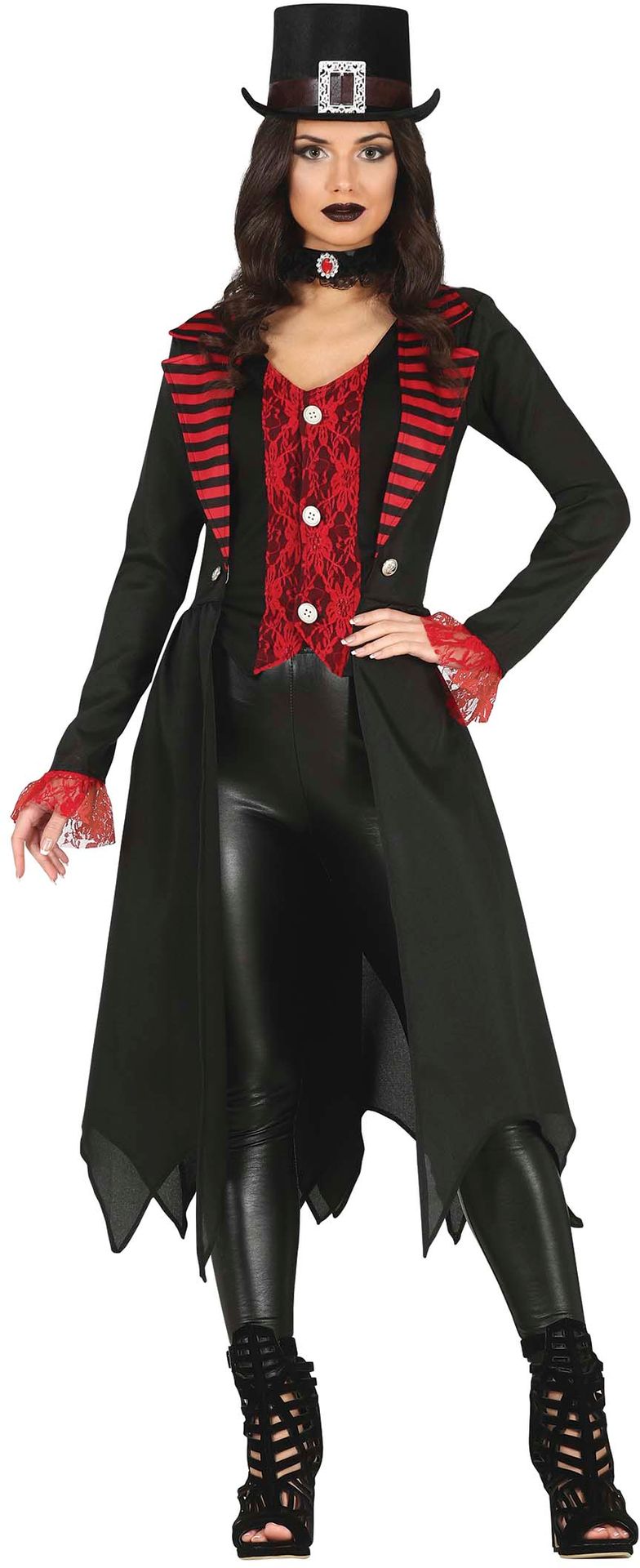 Rood zwarte goth outfit dames