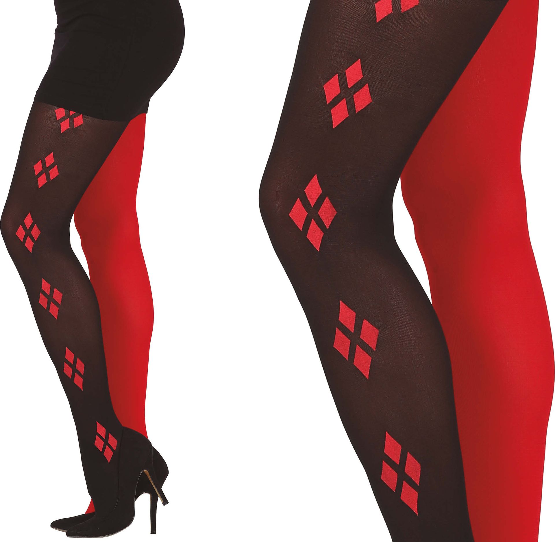 Rood zwarte Harley Quinn panty dames