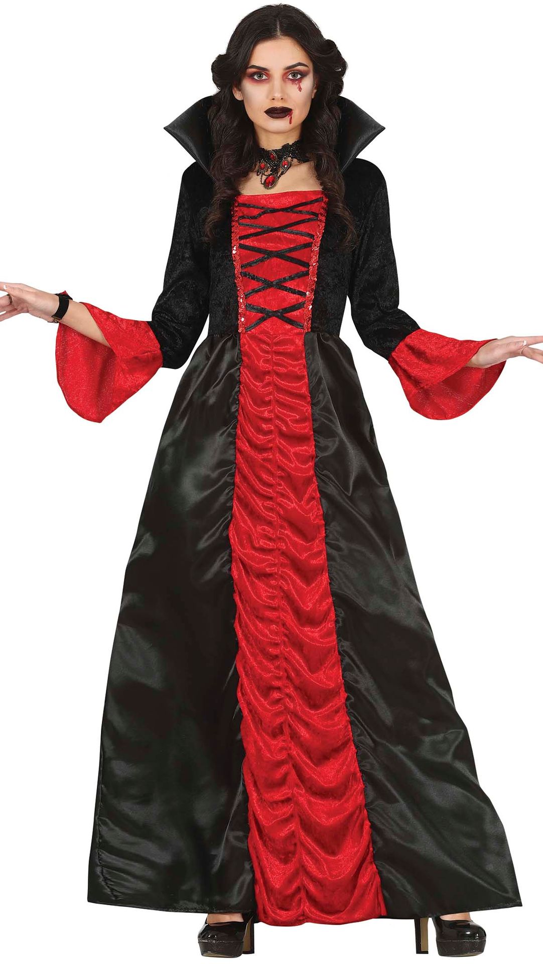 Rood zwarte vampier outfit dames