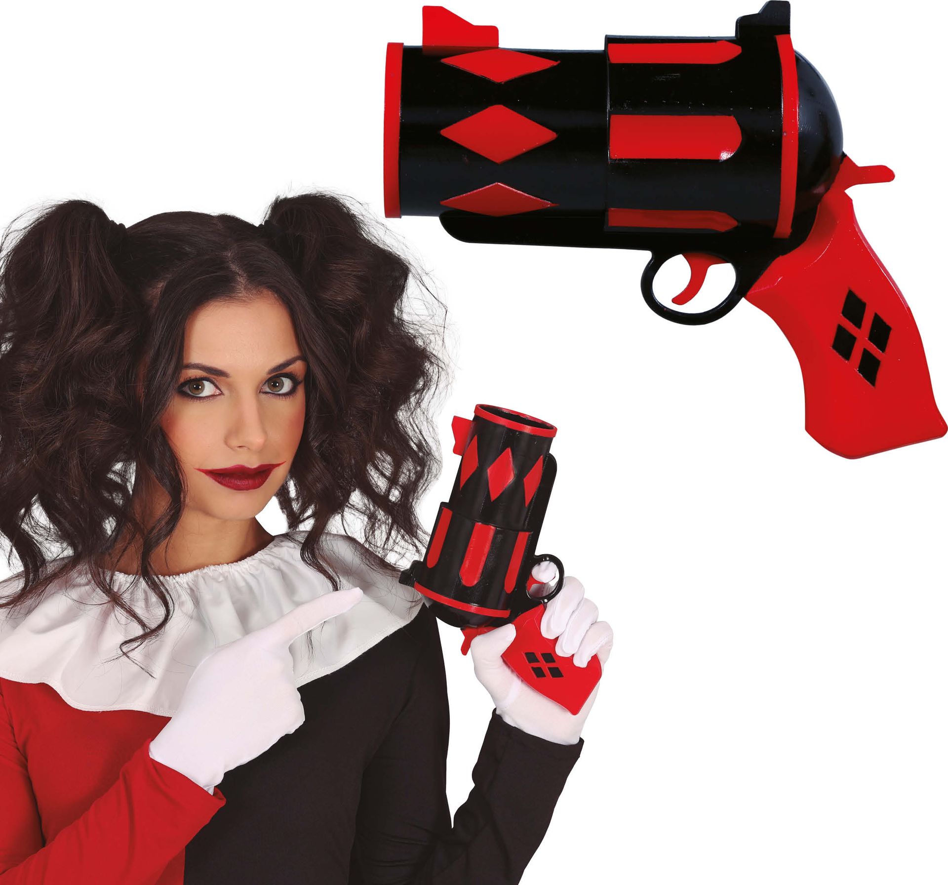Rood/zwarte Harley Quinn pistool 20 cm halloween