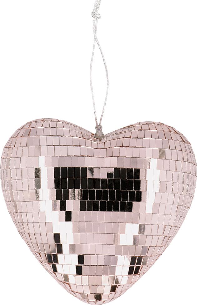 Rosé Gouden Hartvormige Discobal Hanger 19Cm