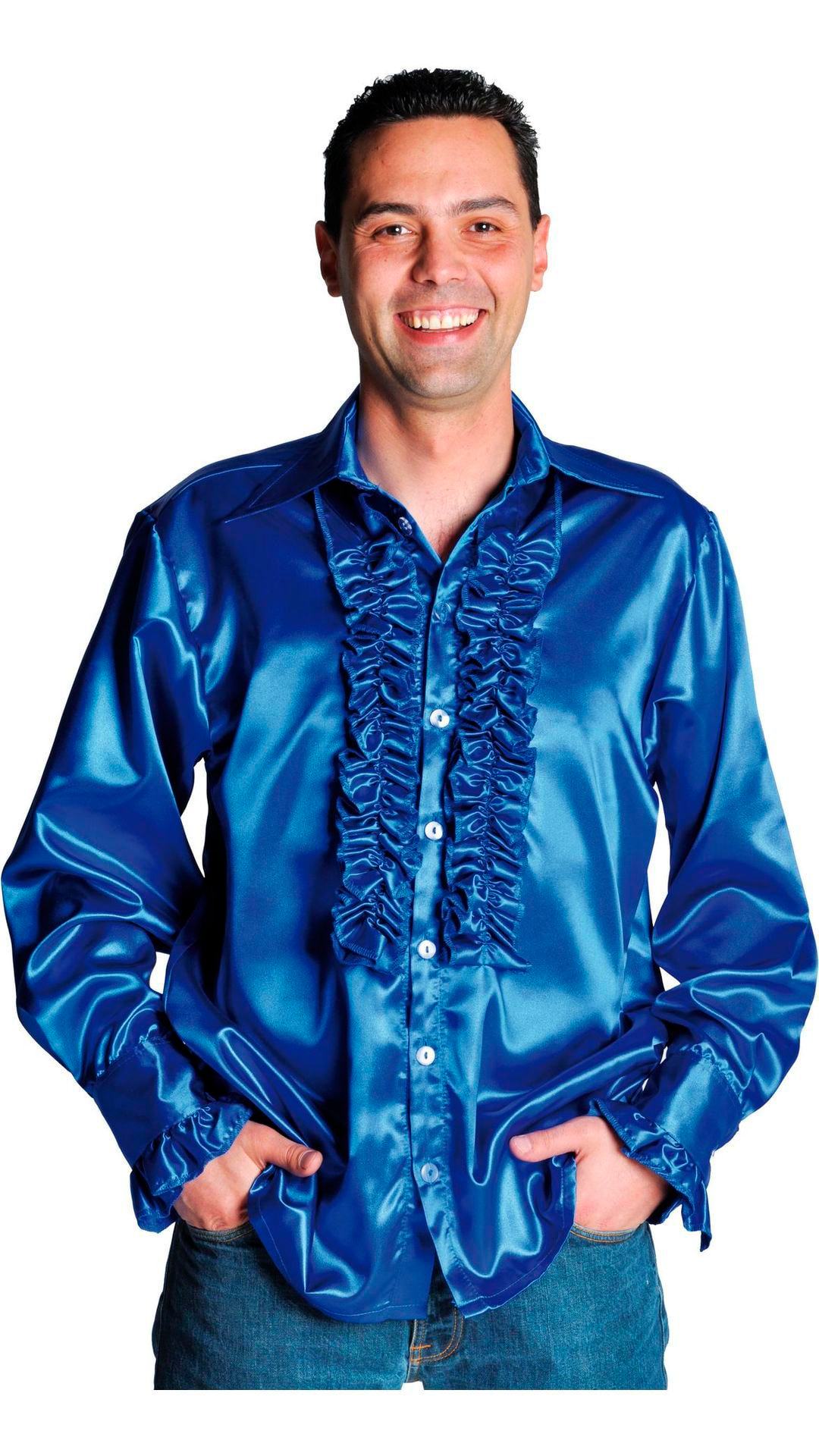 Rouches blouse donkerblauw luxe man