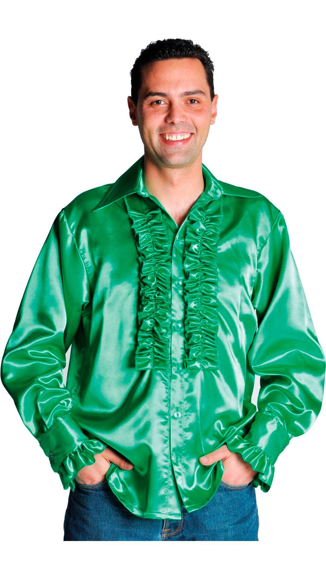Rouches blouse donkergroen luxe man