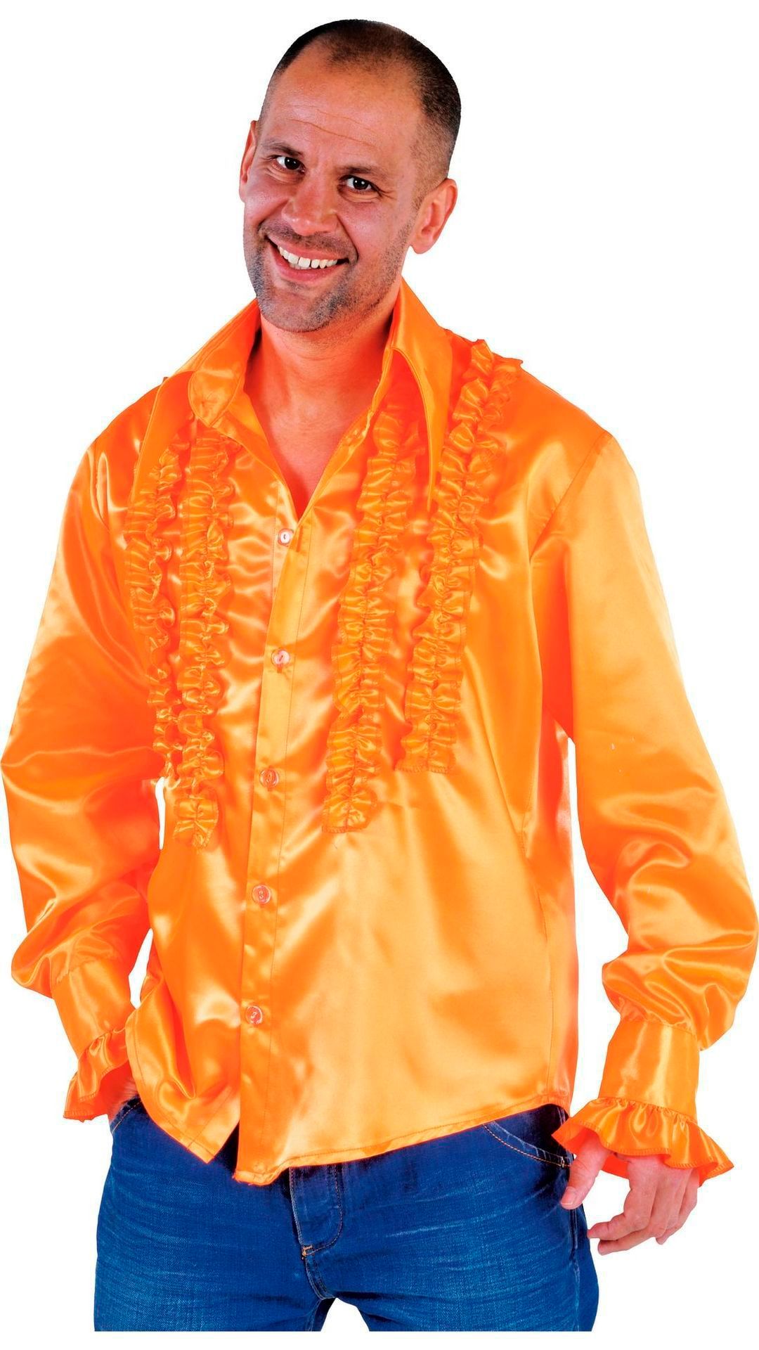 Rouches blouse oranje mannen