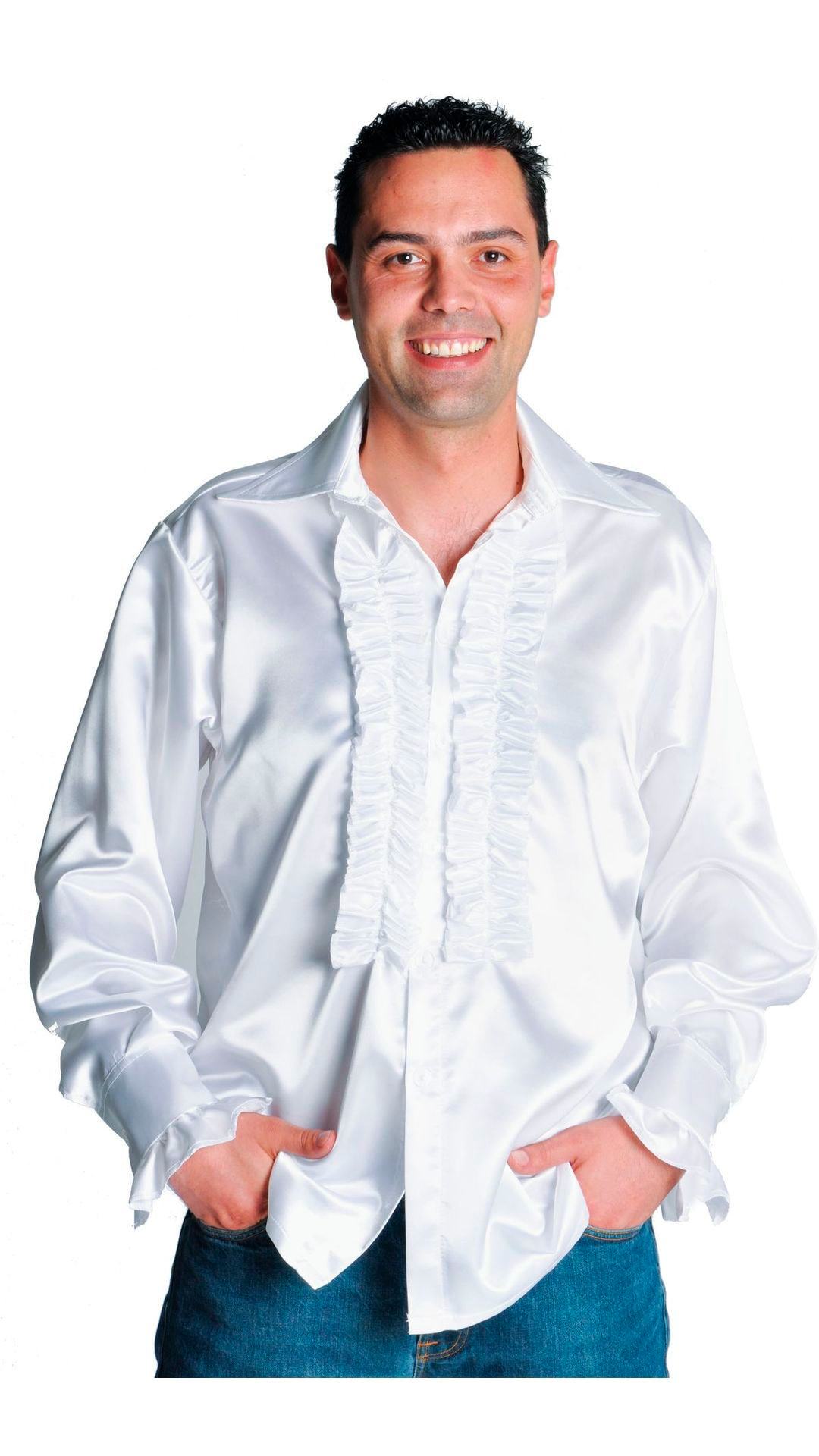 Rouches blouse wit mannen luxe