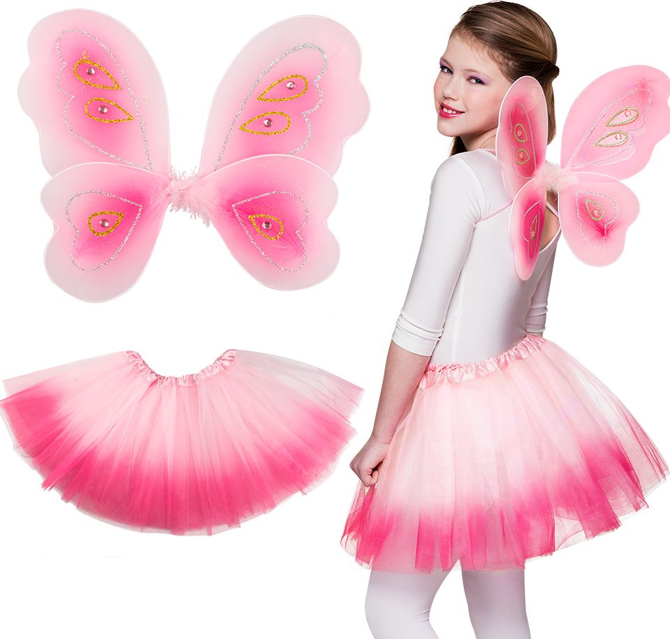 Roze fee vleugels en tutu