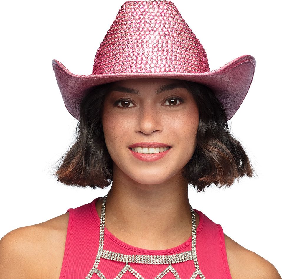 Roze Glitter Cowboyhoed met Diamanten