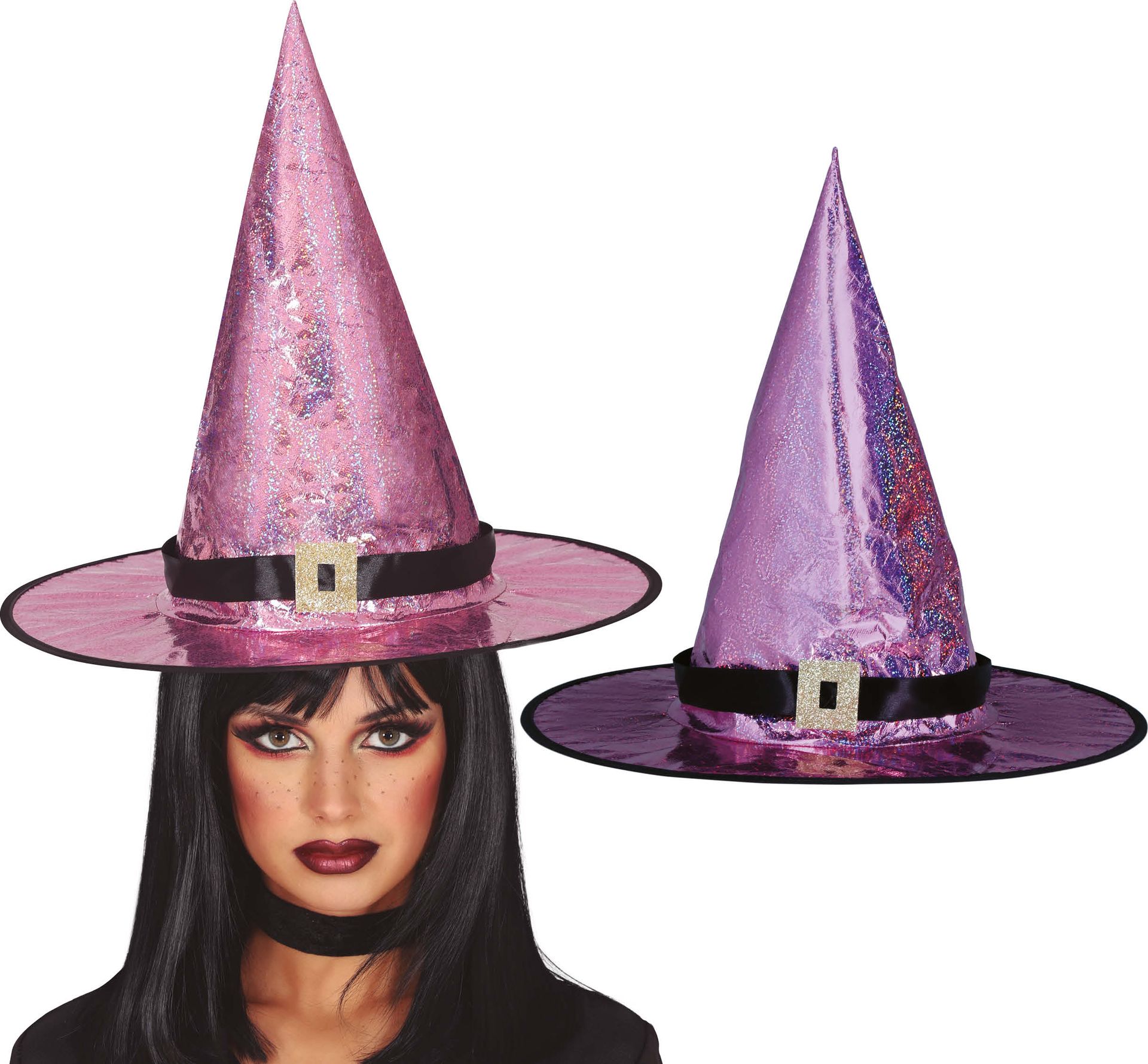 Roze heksenhoed halloween