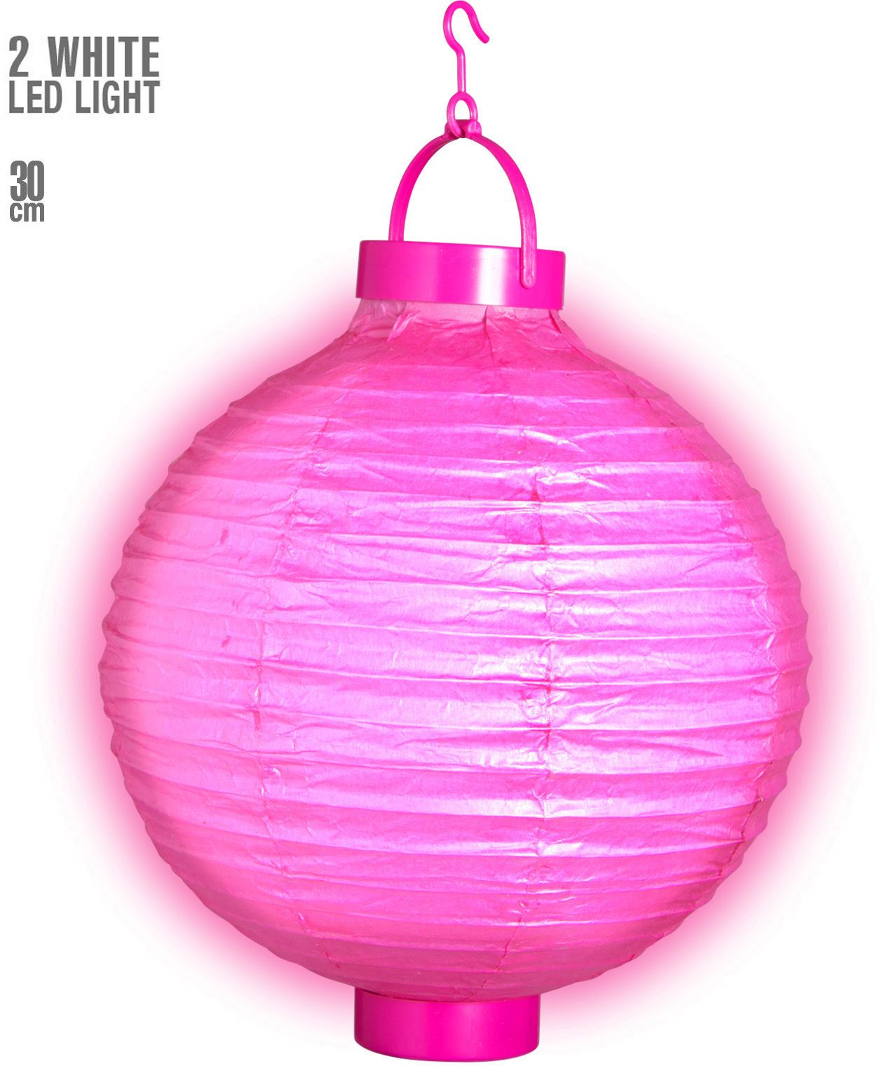 Roze lampion met 2 witte LED lichten