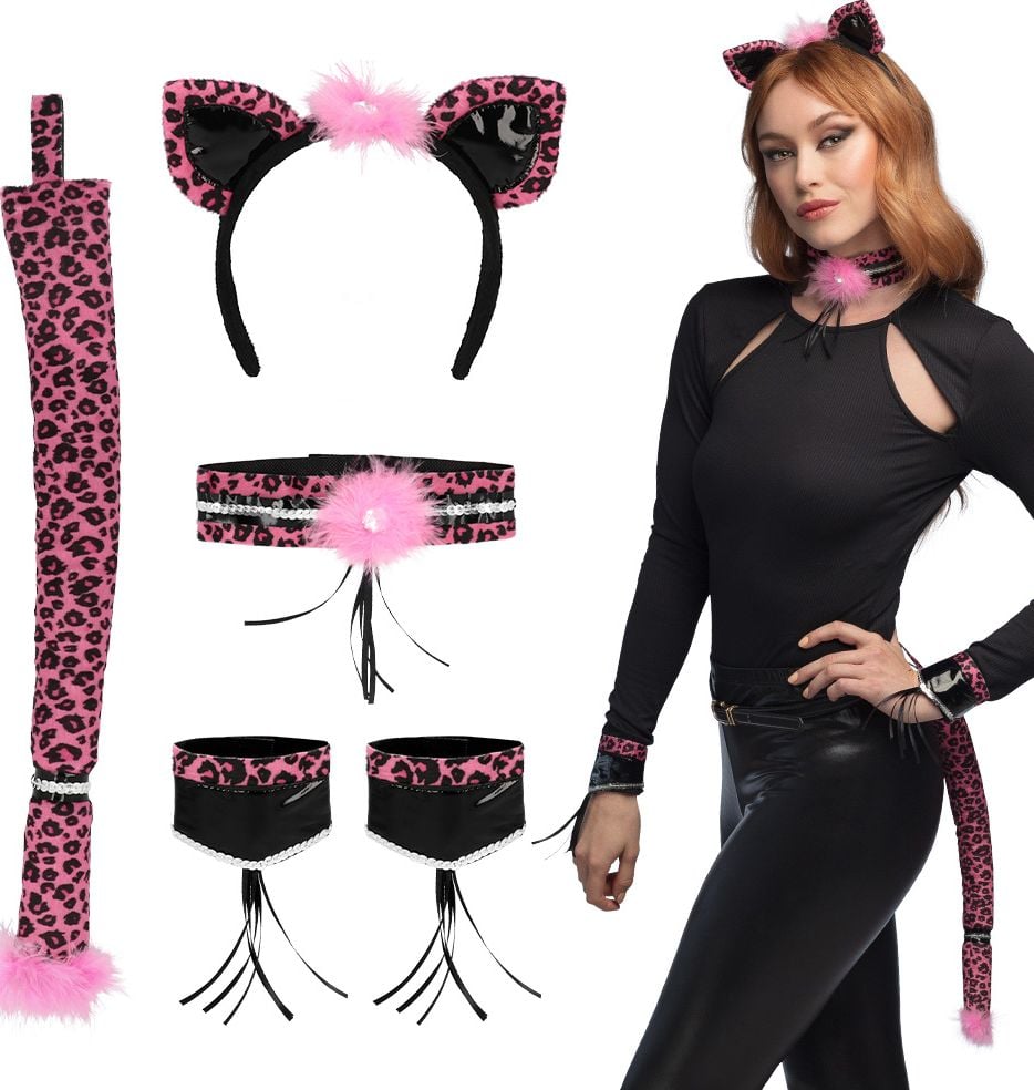 Roze Luipaard Accessoireset 5-Delig