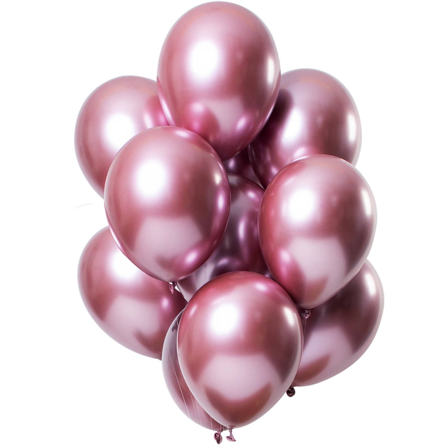 Roze mirror effect ballonnen 12 stuks