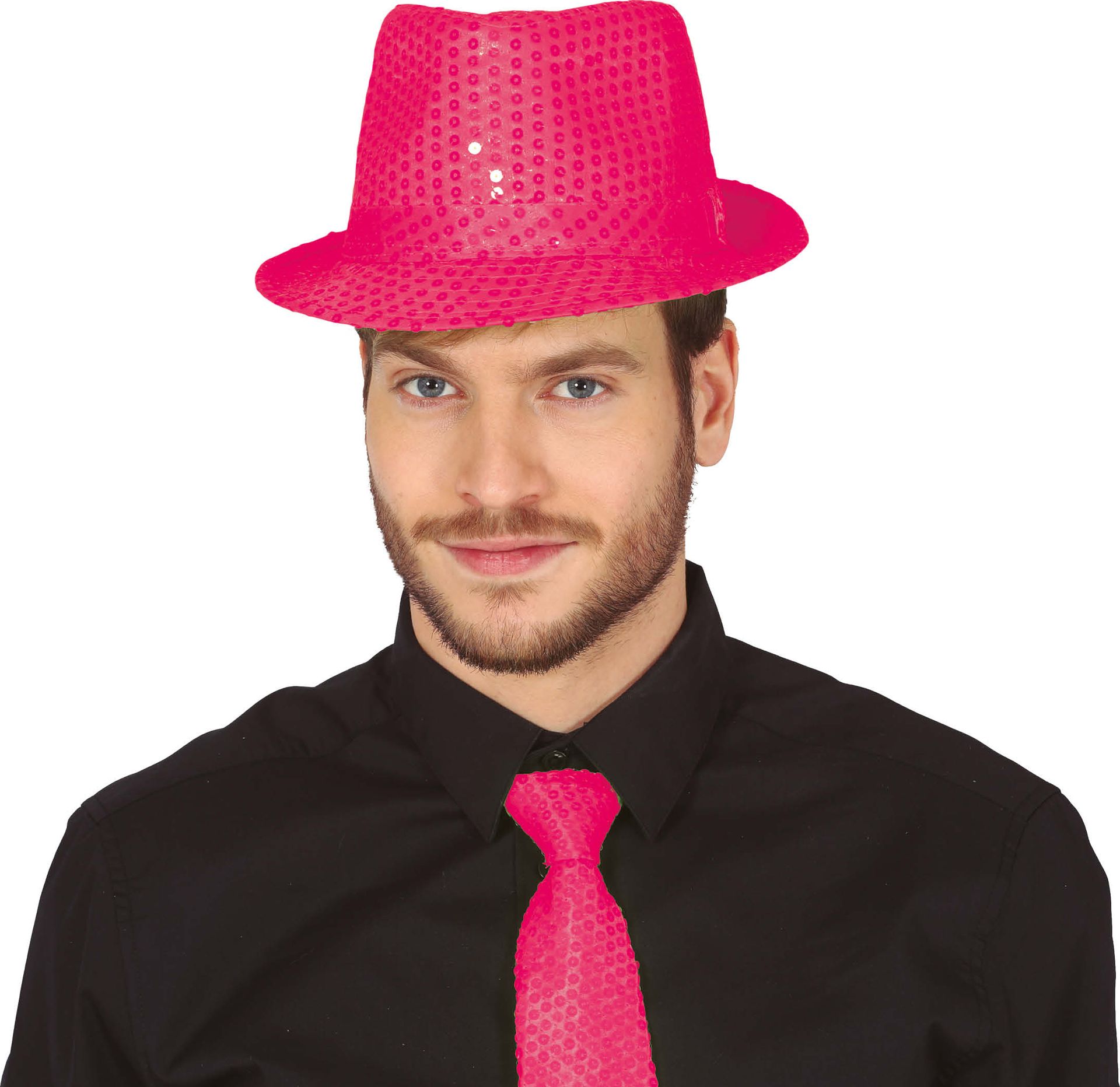 Roze pailletten fedora