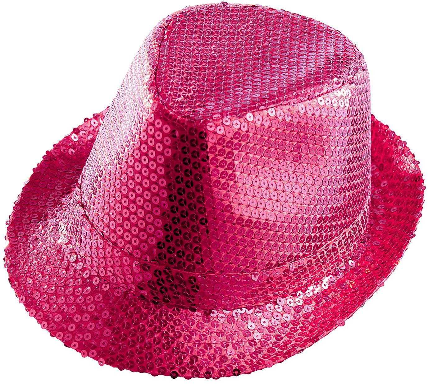 Roze pailletten hoed
