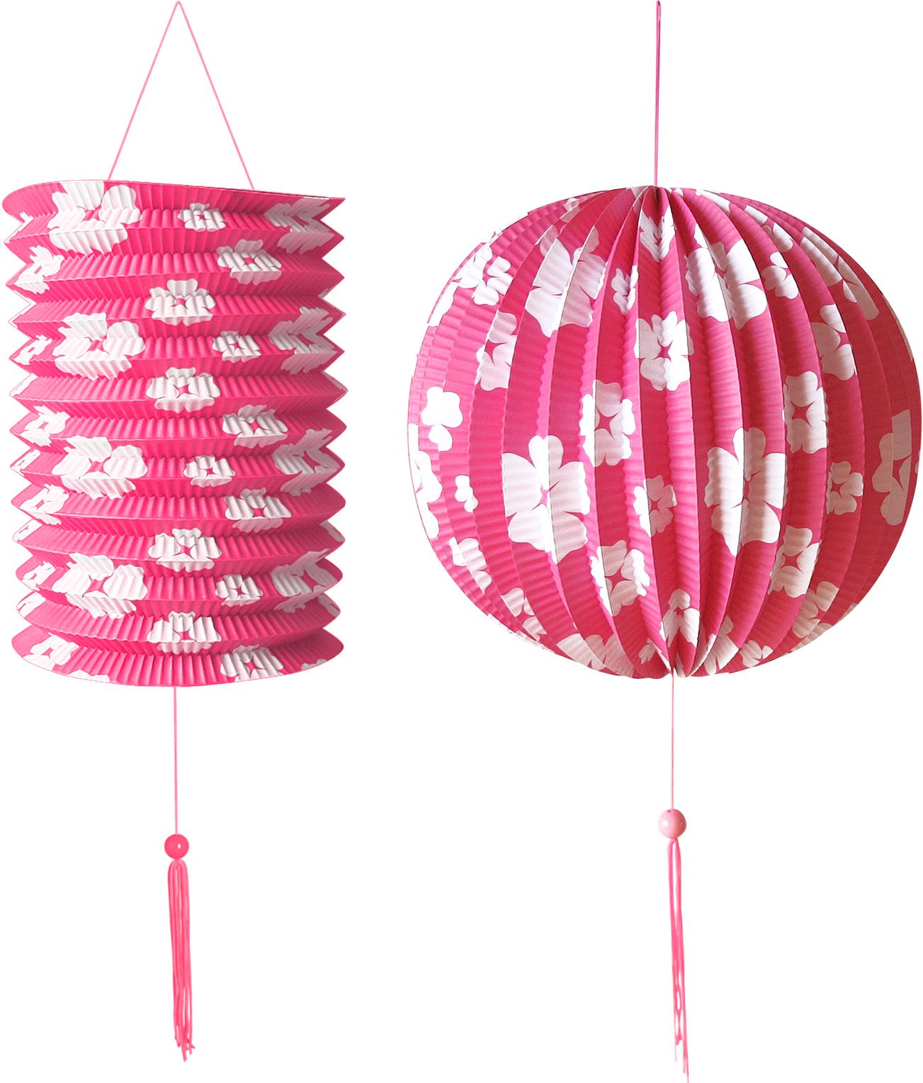 Roze papieren bal en lampion