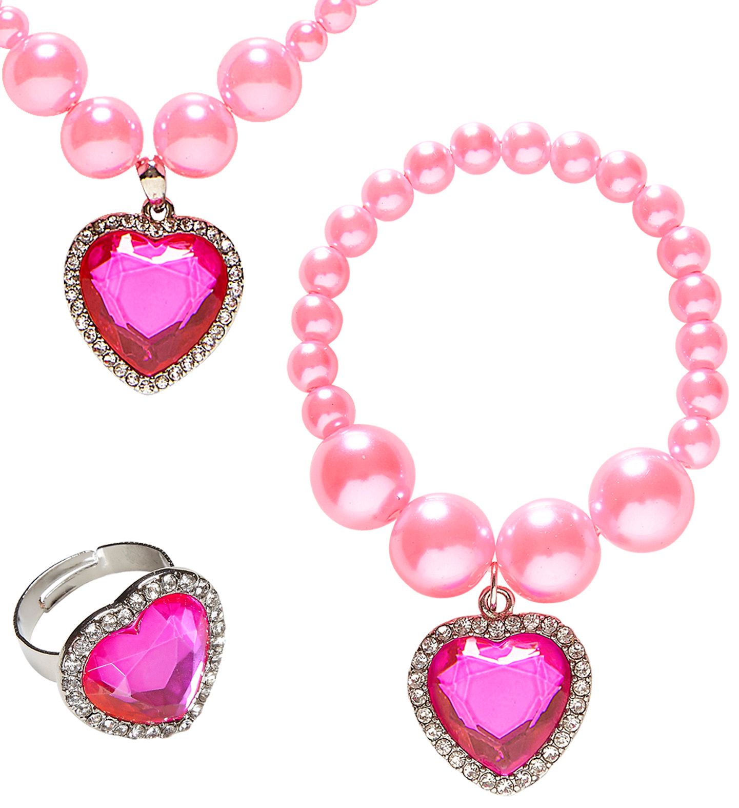 Roze parel sieraden met hartjes