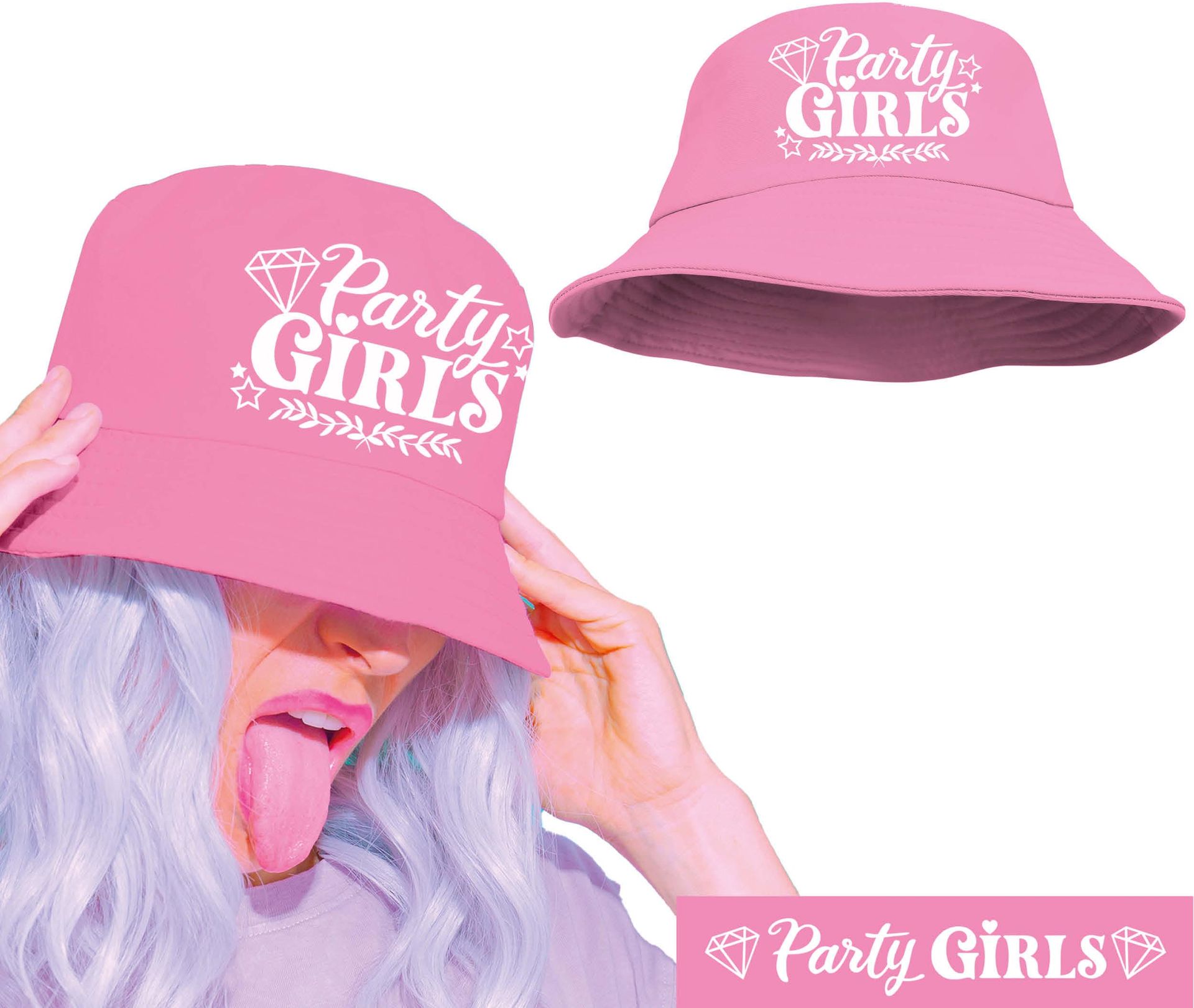 Roze Party Girls Buckethat Vissershoedje Vrijgezellenfeest