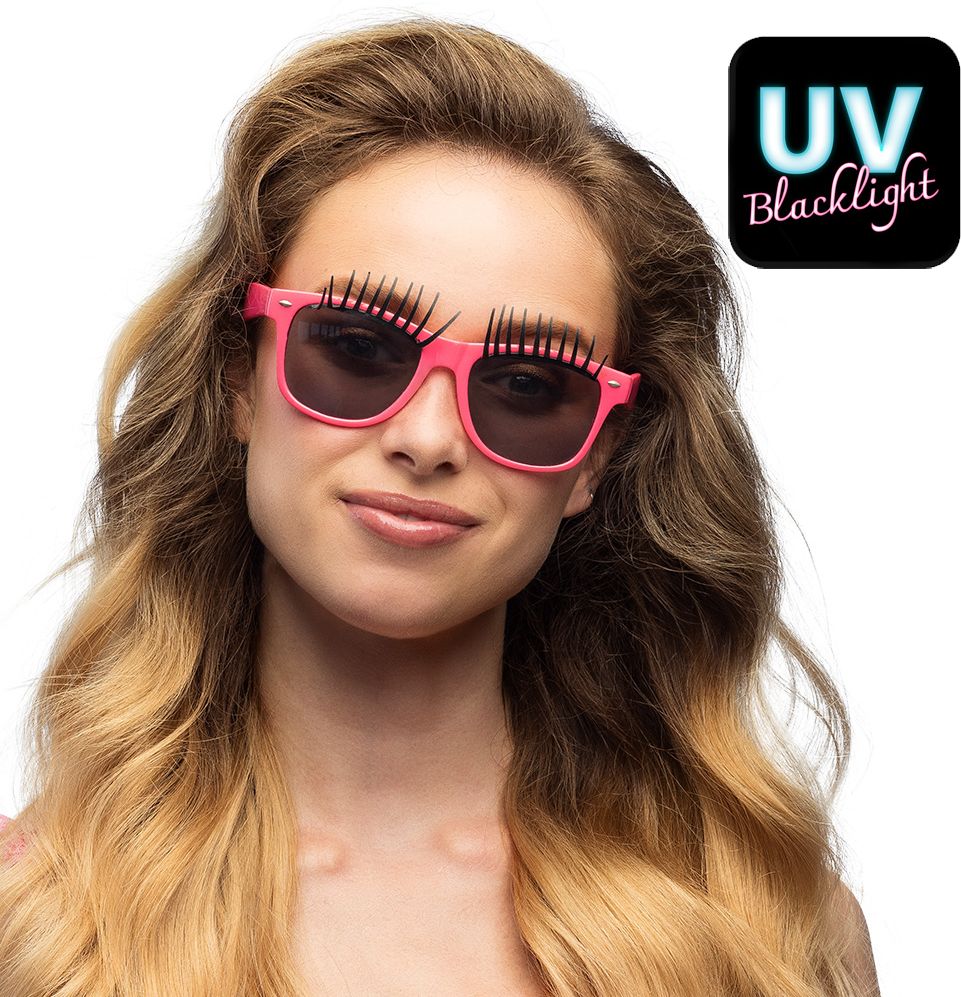 Roze Partybril met Wimpers