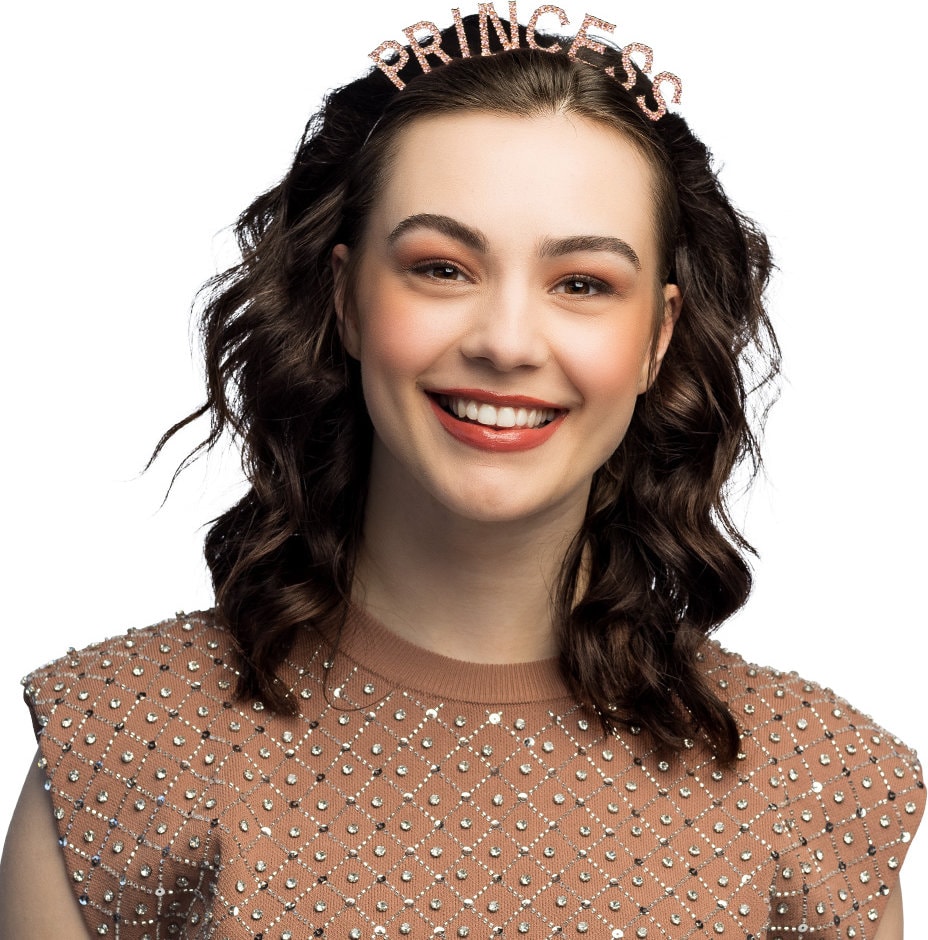 Roze Prinses Diadeem met Glitterletters