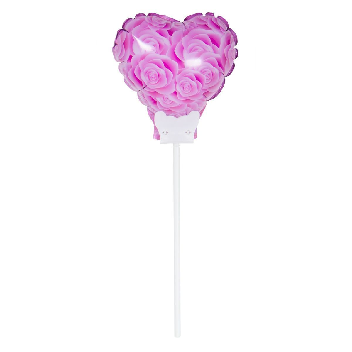 Roze rozen hart mini folie wensballon