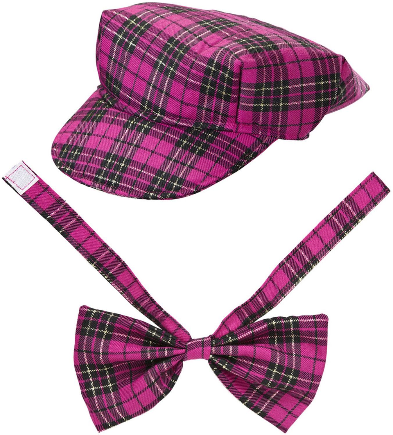 Gloed handel puree Roze schotse pet met strik | Feestkleding.nl