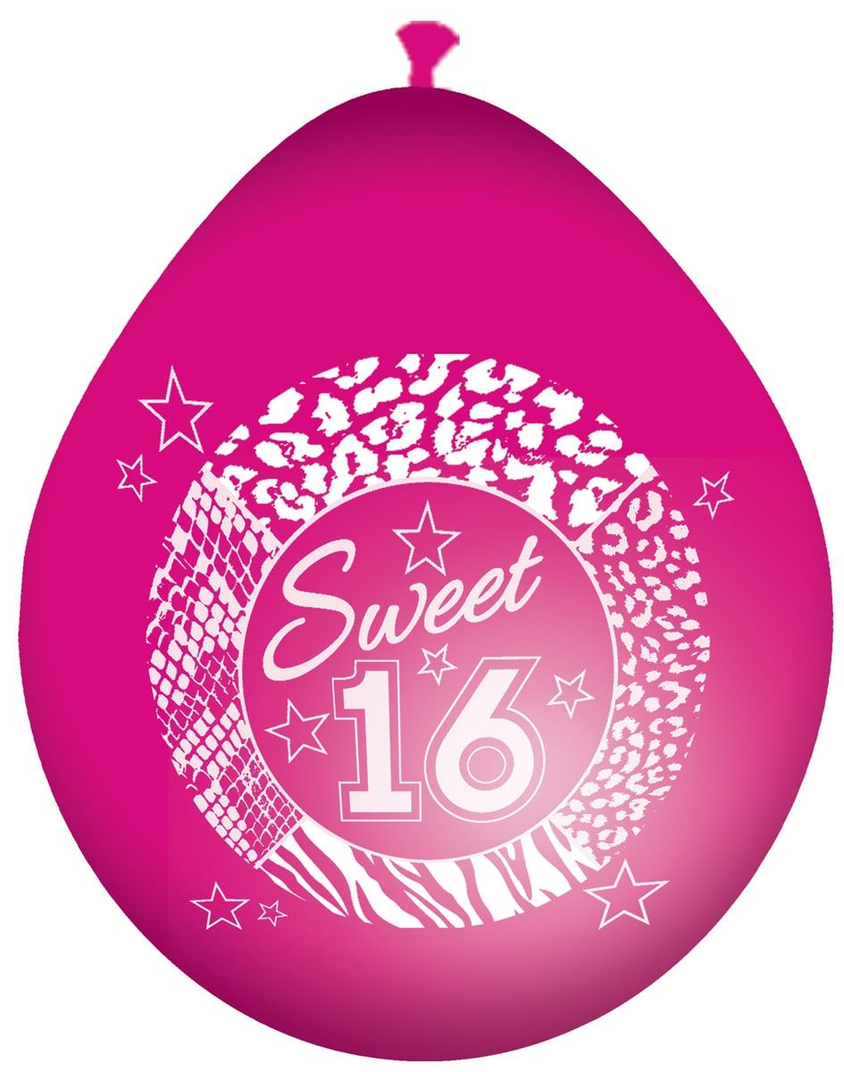 Roze sweet 16 ballonnen 8 stuks