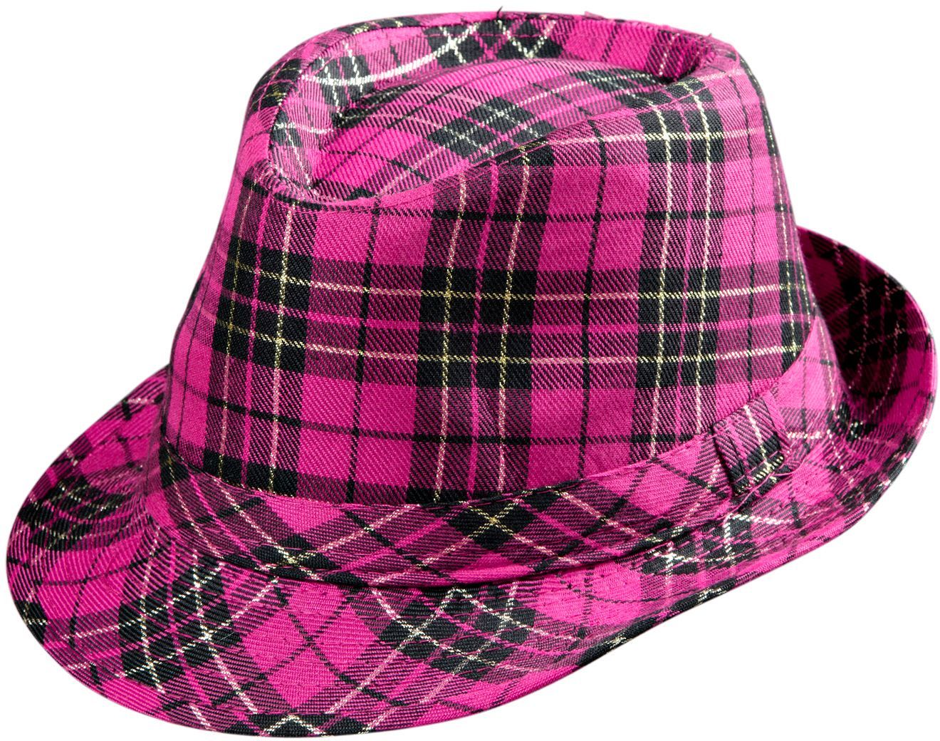 Roze tartan hoed