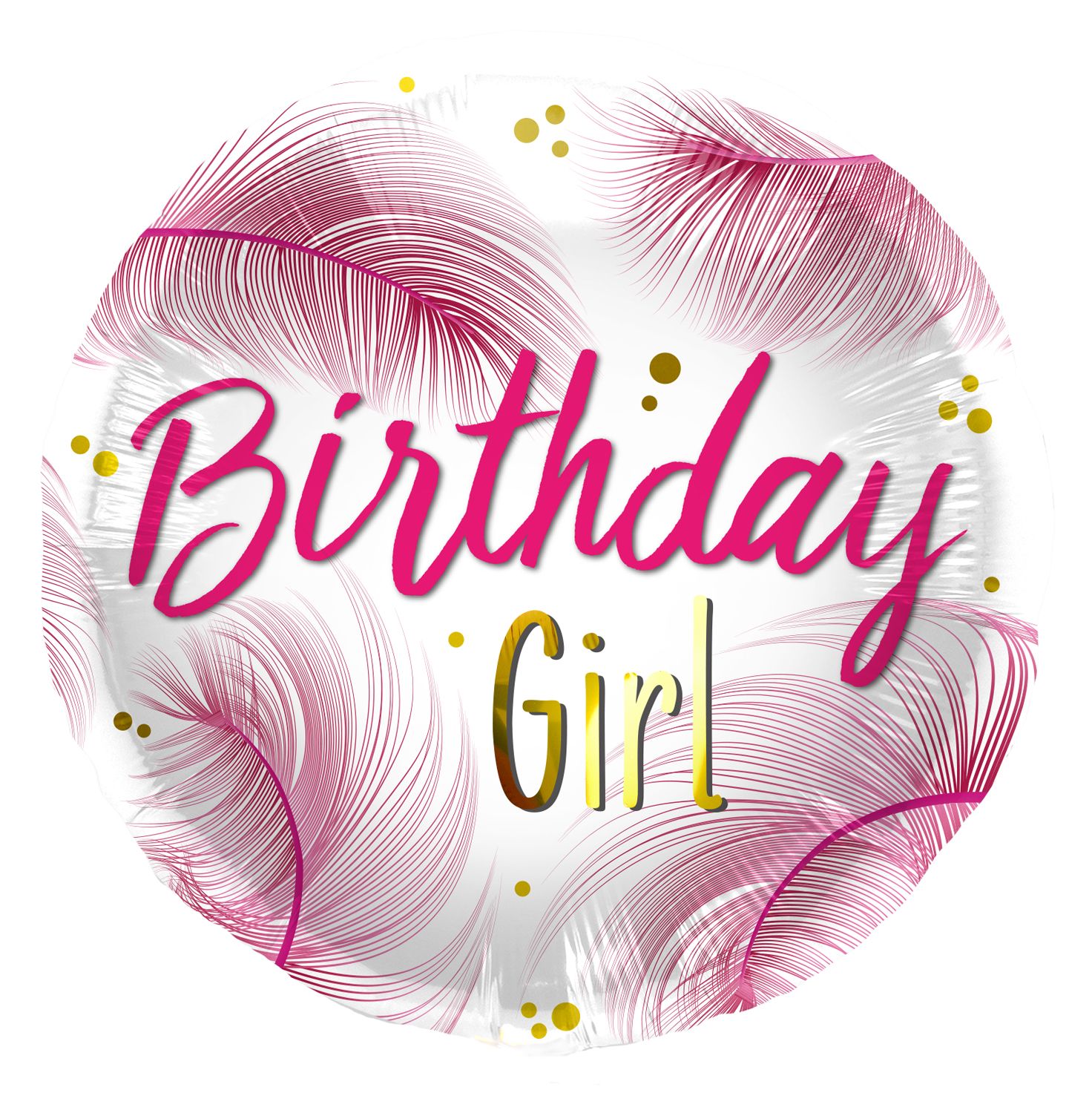 Roze veren Birthday girl folieballon