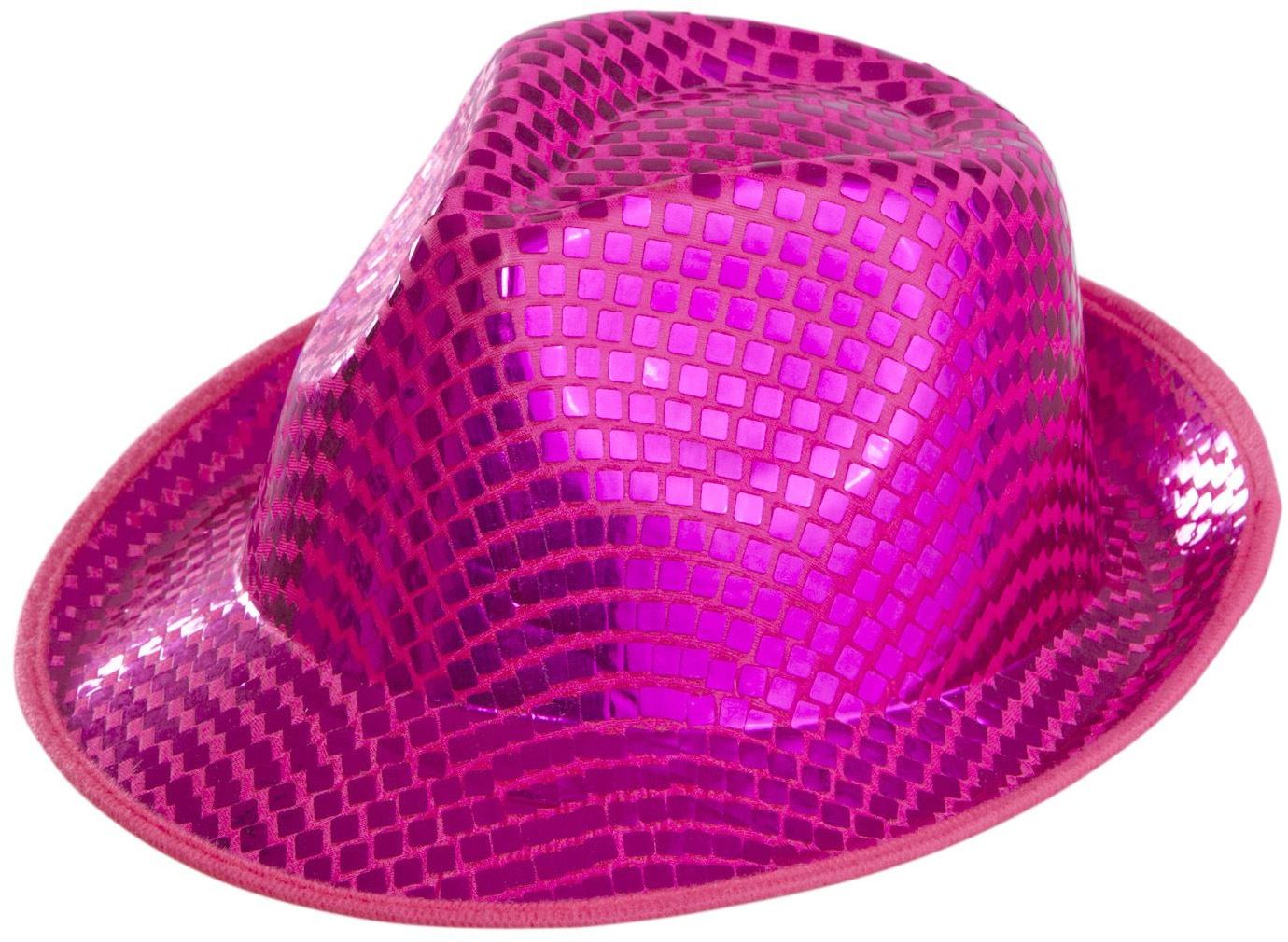 Roze vierkante pailletten hoed
