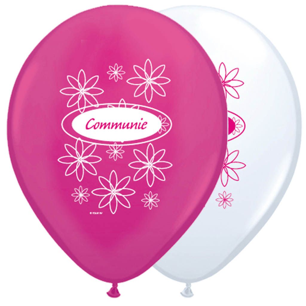 Roze witte communie ballonnen